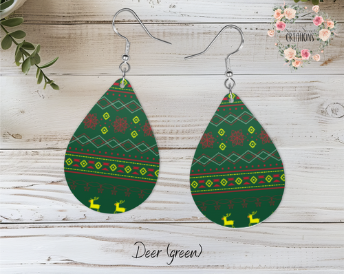 Christmas Reindeer Teardrop Earrings – Festive Holiday Jewelry