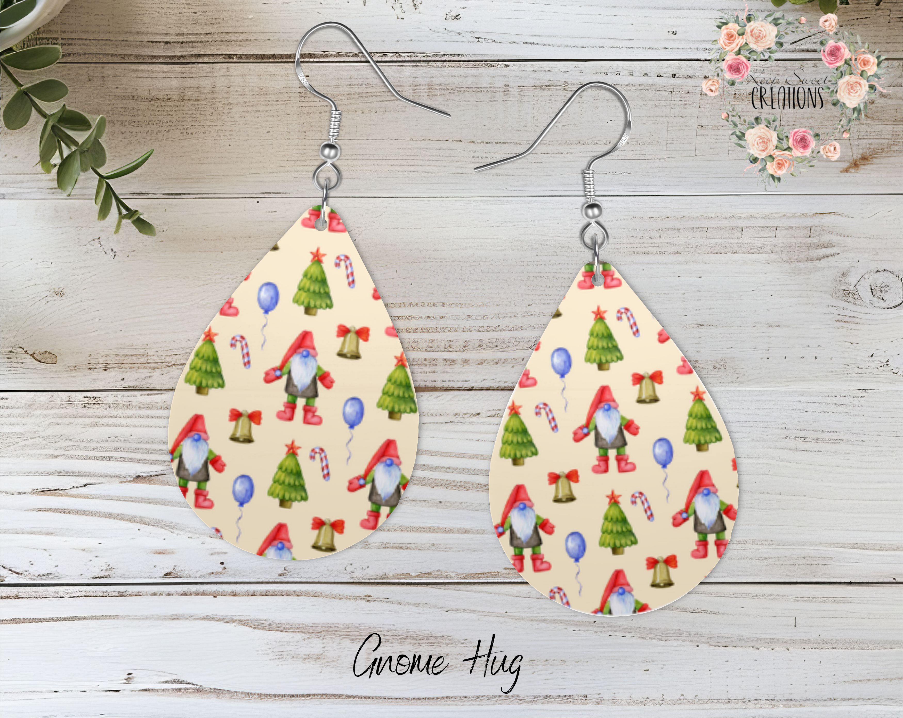 Christmas Gnome Teardrop Earrings – Whimsical Holiday Jewelry