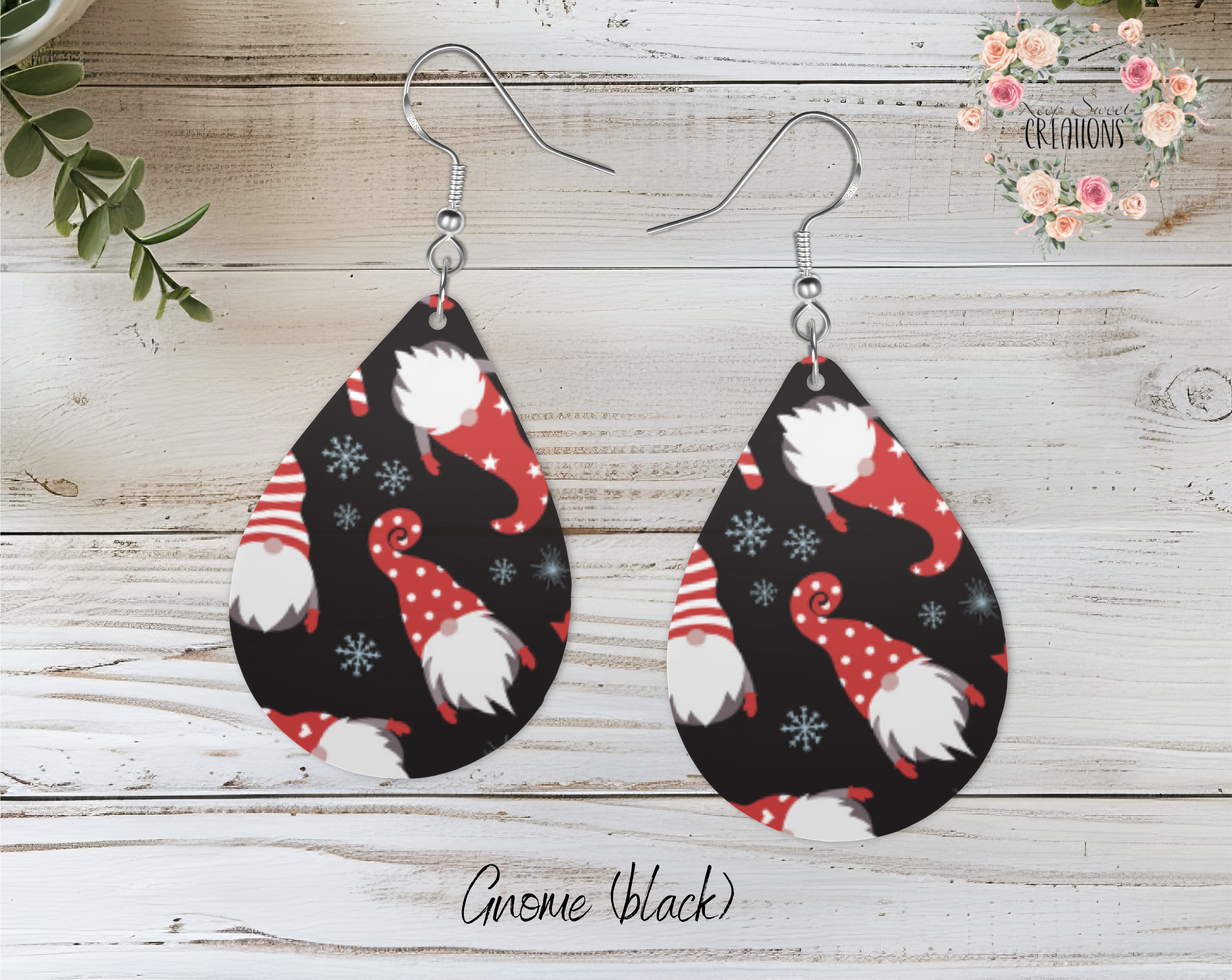 Christmas Gnome Teardrop Earrings – Whimsical Holiday Jewelry