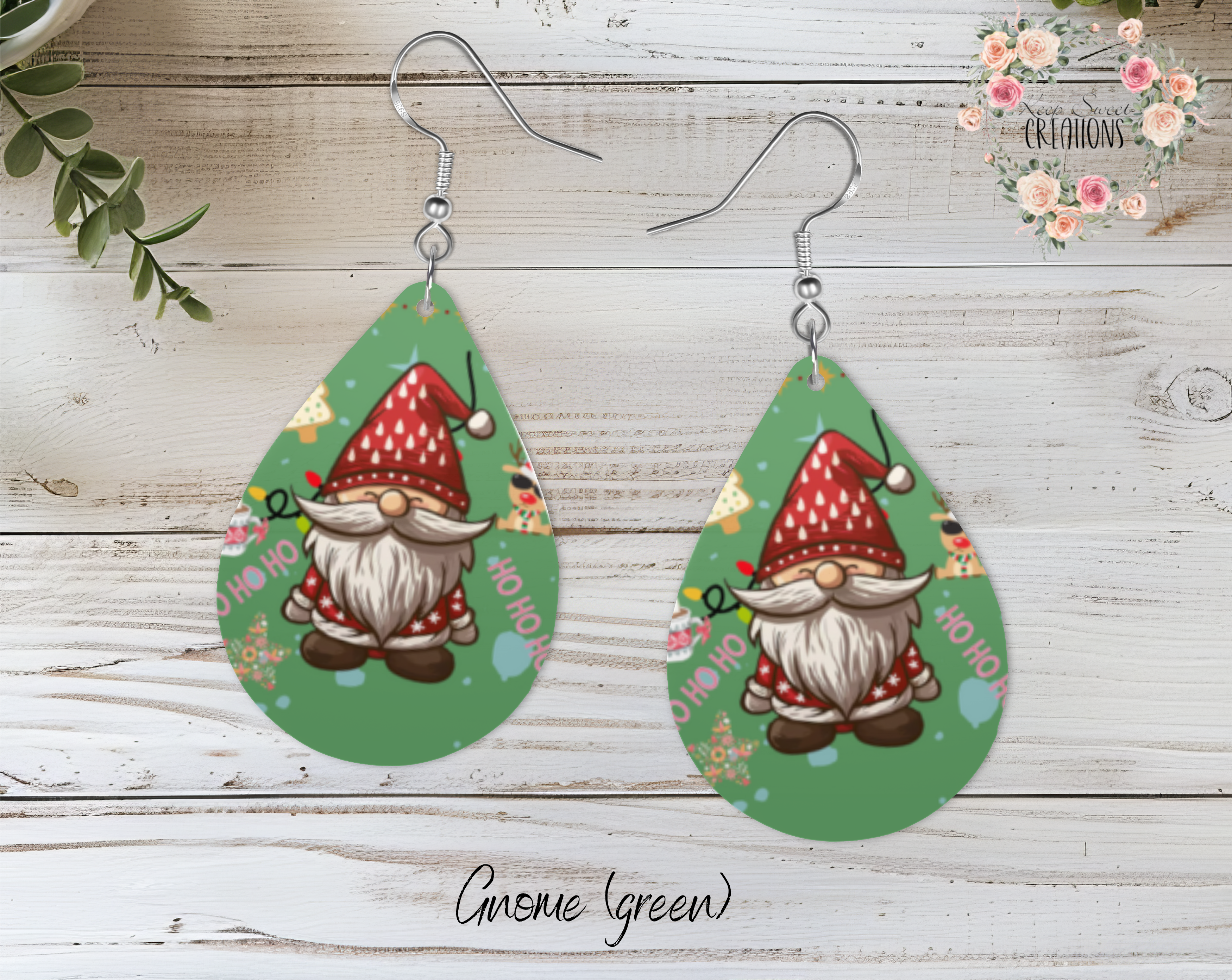 Christmas Gnome Teardrop Earrings – Whimsical Holiday Jewelry