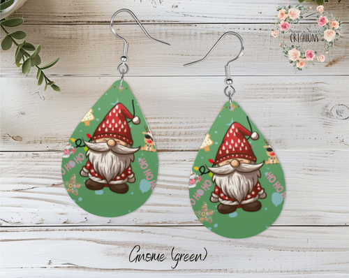 Christmas Gnome Teardrop Earrings – Whimsical Holiday Jewelry