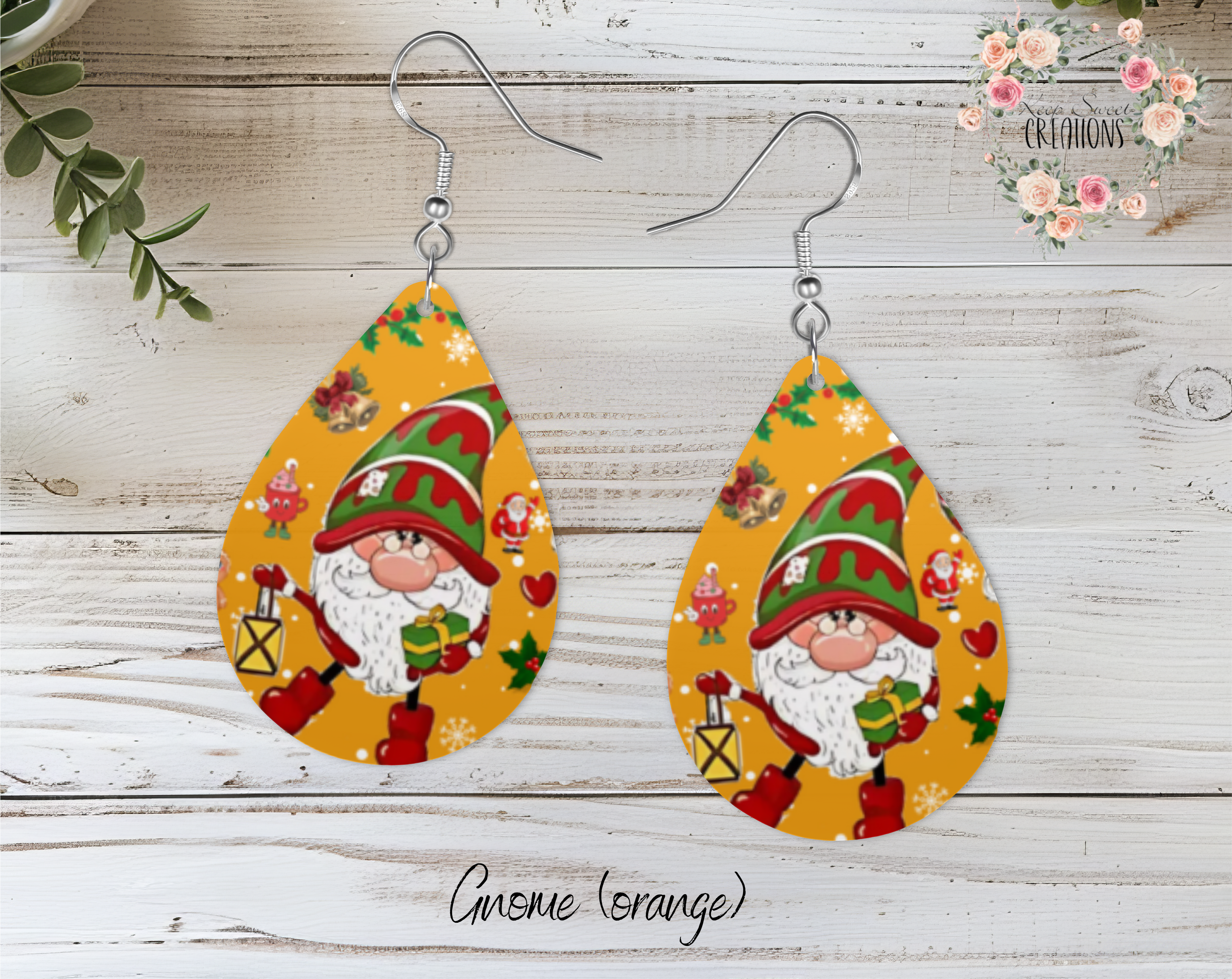 Christmas Gnome Teardrop Earrings – Whimsical Holiday Jewelry