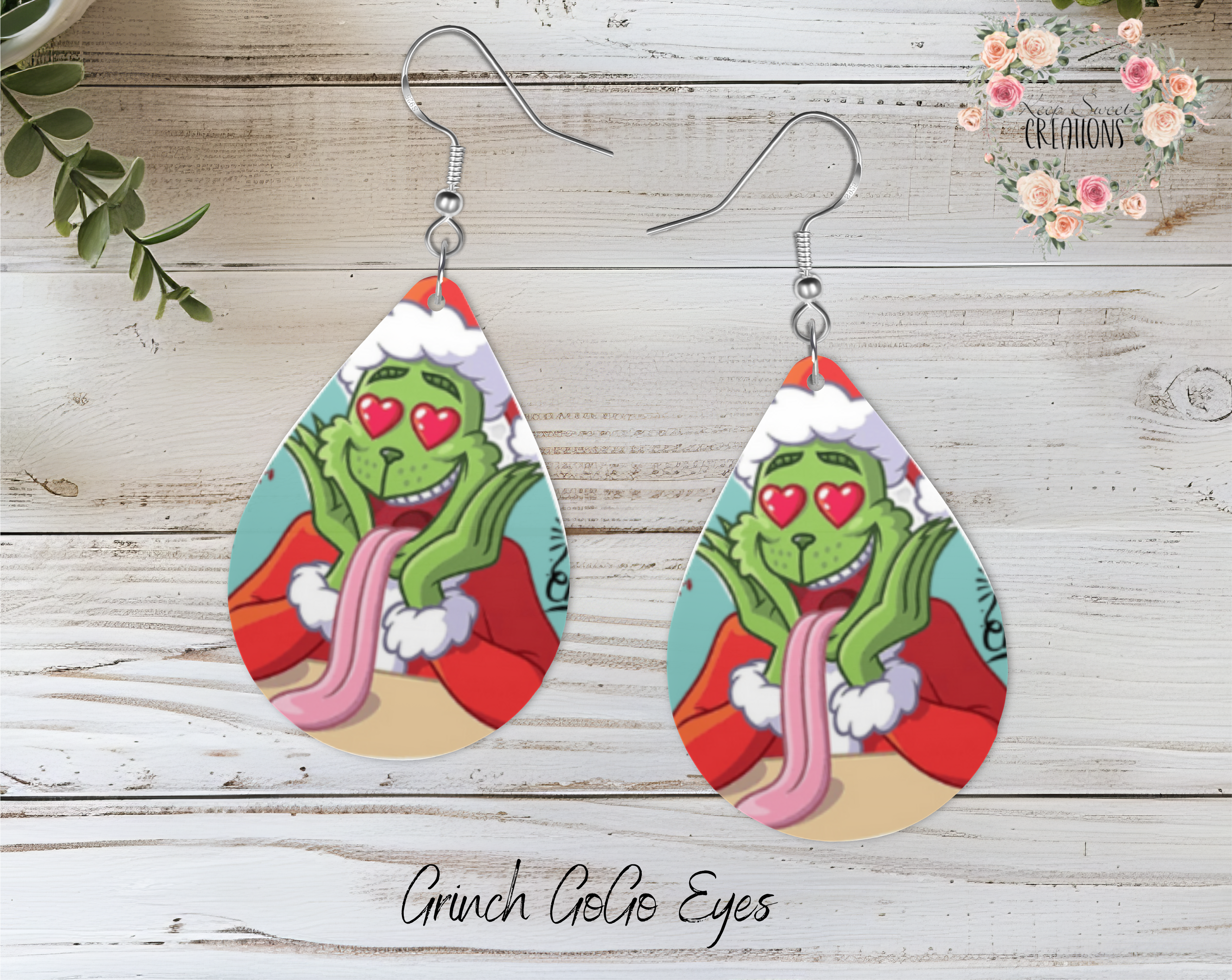 Christmas Teardrop Earrings – Festive Holiday Earrings | Funny Green Character Earrings for Christmas Lovers