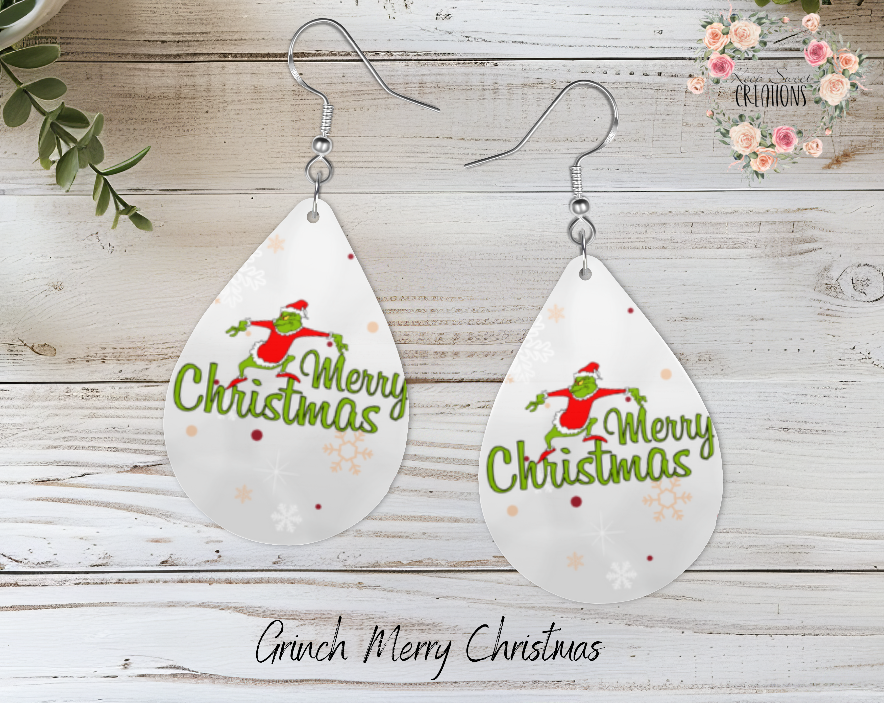 Christmas Teardrop Earrings – Festive Holiday Earrings | Funny Green Character Earrings for Christmas Lovers