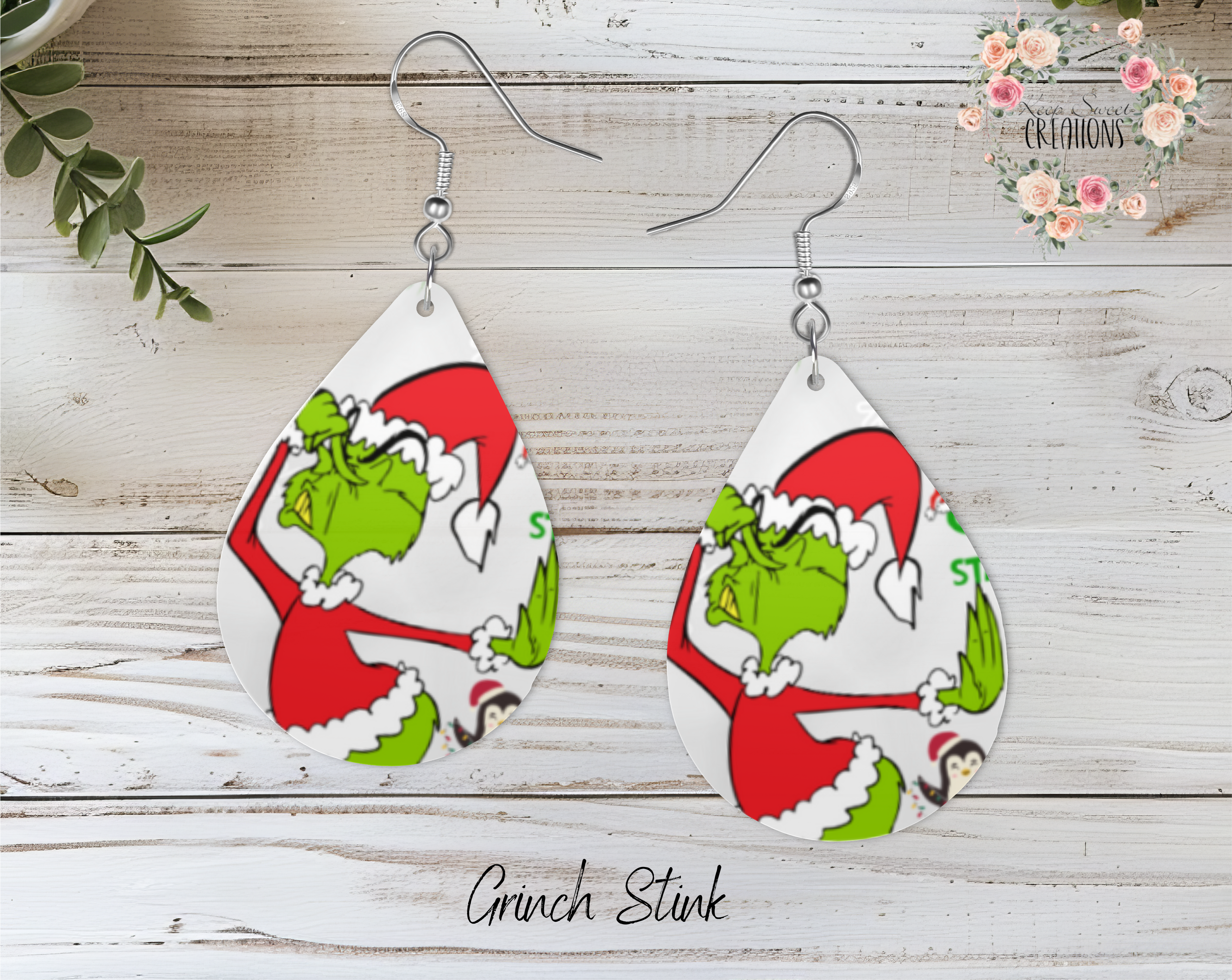 Christmas Teardrop Earrings – Festive Holiday Earrings | Funny Green Character Earrings for Christmas Lovers