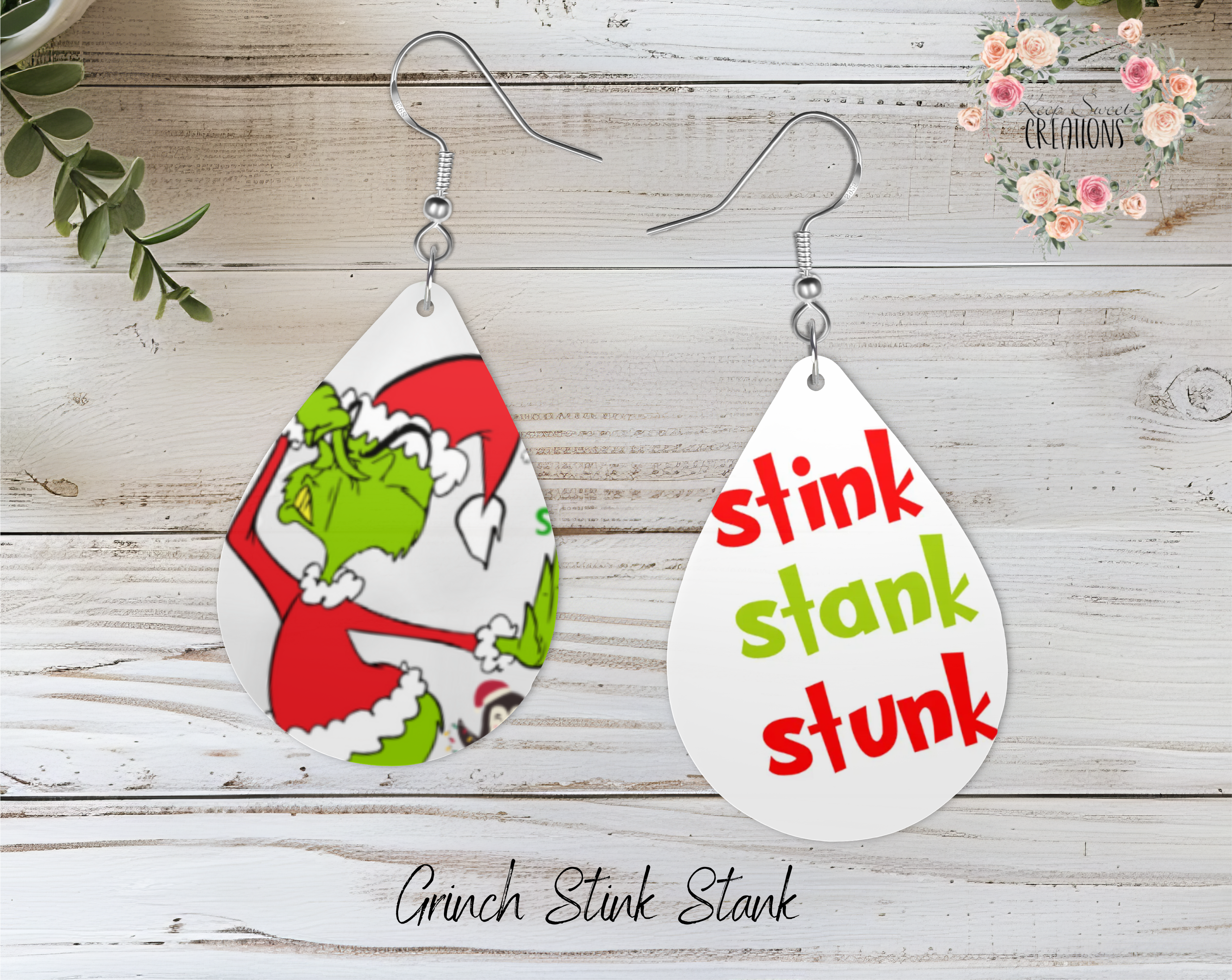 Christmas Teardrop Earrings – Festive Holiday Earrings | Funny Green Character Earrings for Christmas Lovers