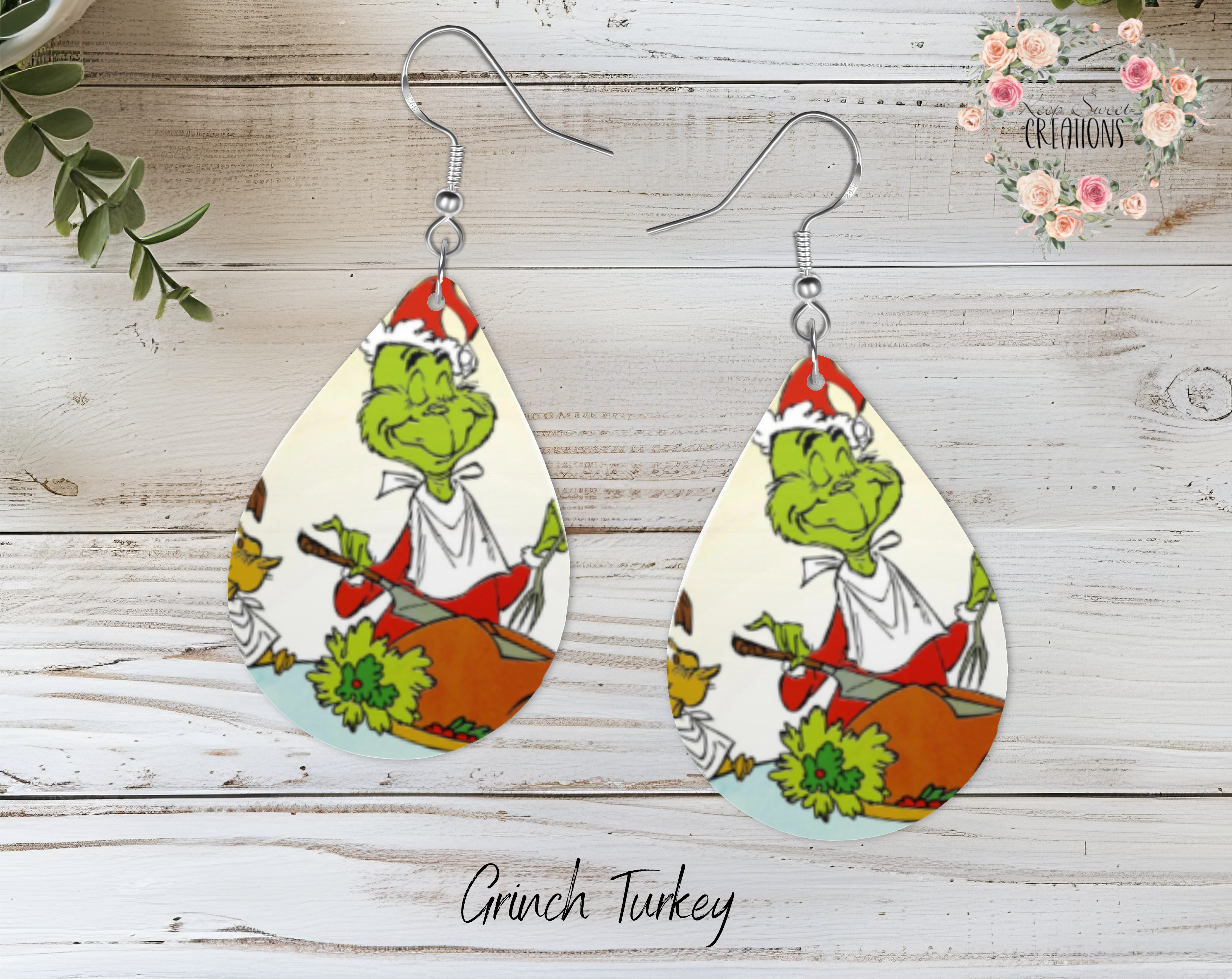 Christmas Teardrop Earrings – Festive Holiday Earrings | Funny Green Character Earrings for Christmas Lovers