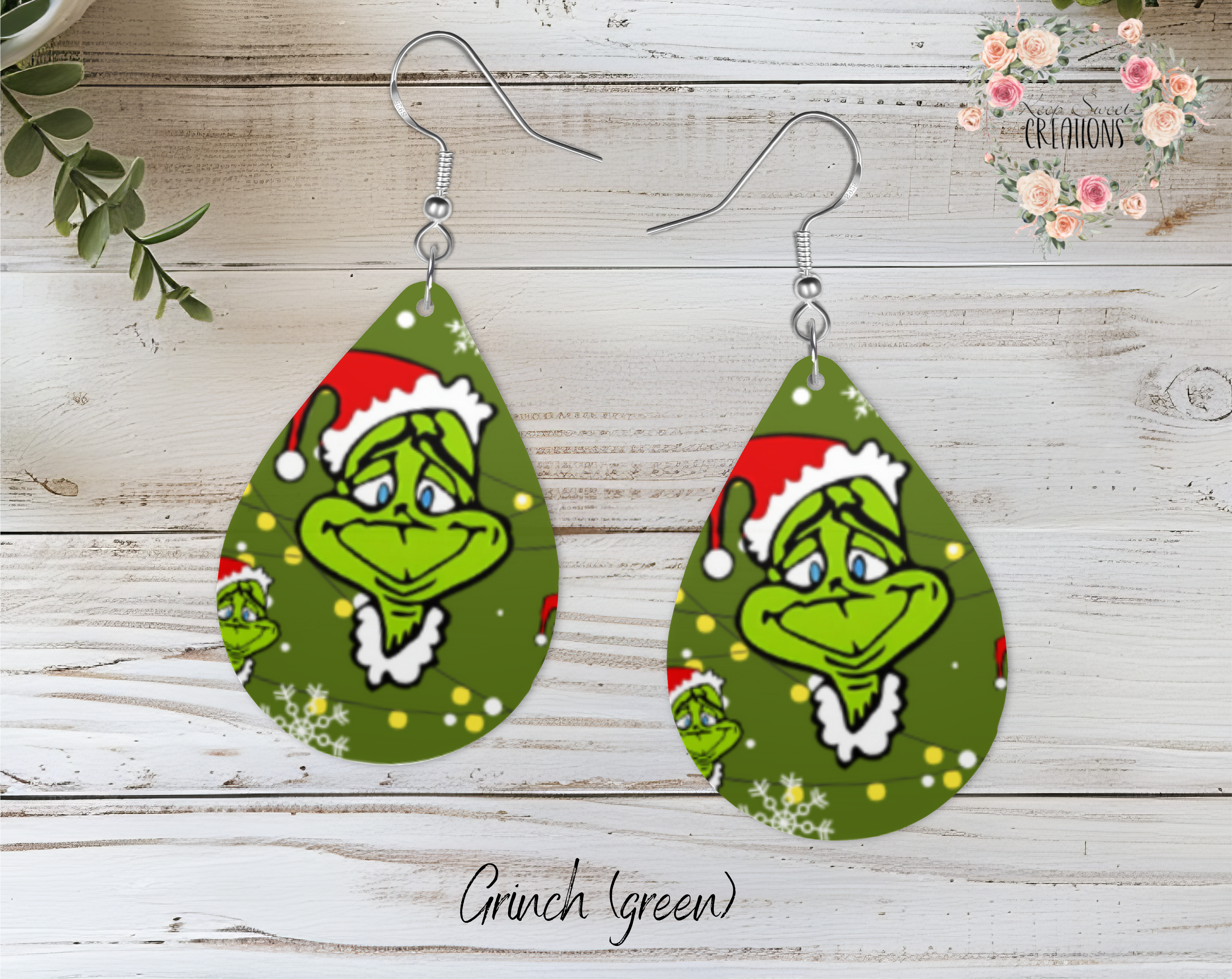 Christmas Teardrop Earrings – Festive Holiday Earrings | Funny Green Character Earrings for Christmas Lovers