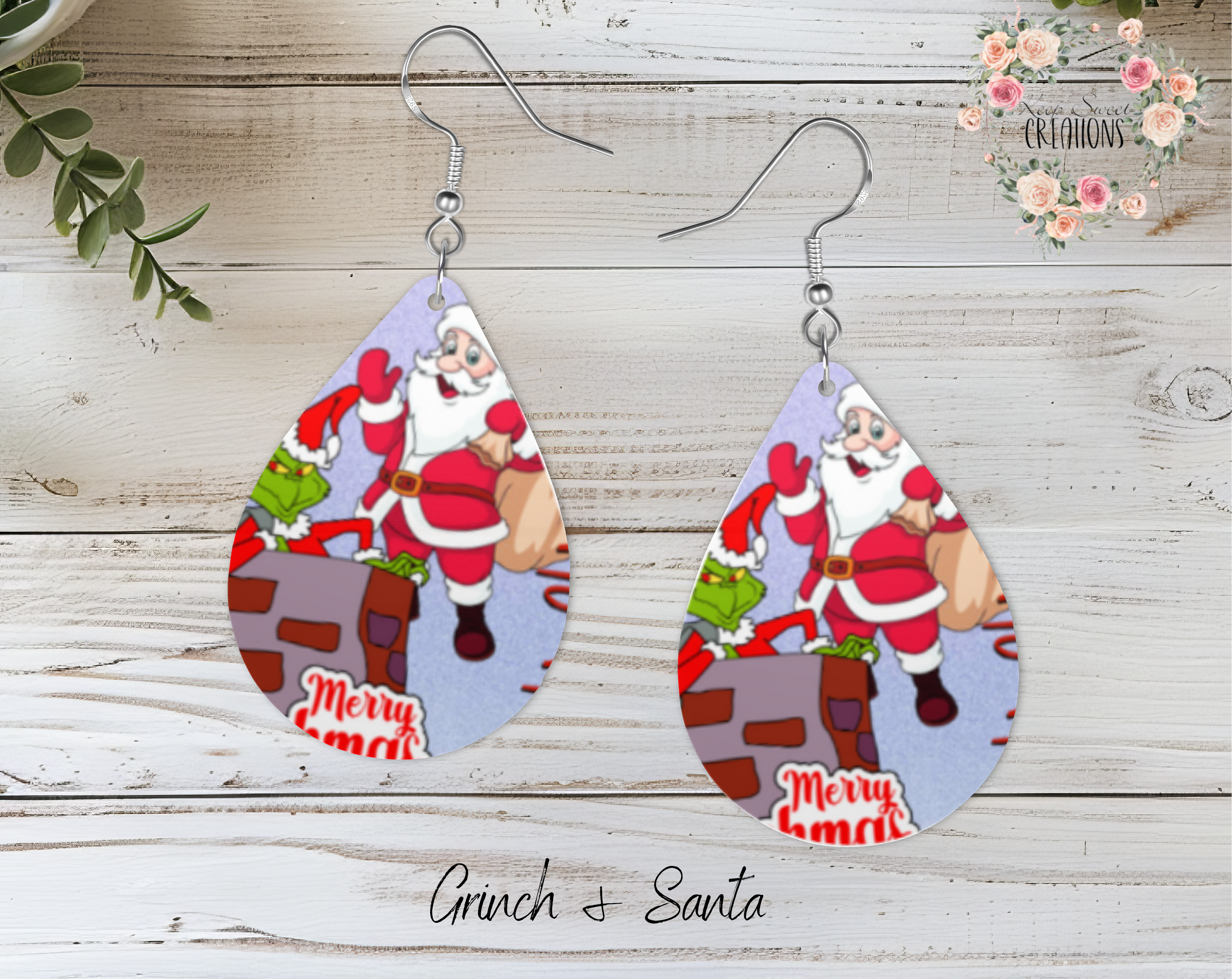 Christmas Santa Teardrop Earrings – Festive Holiday Jewelry