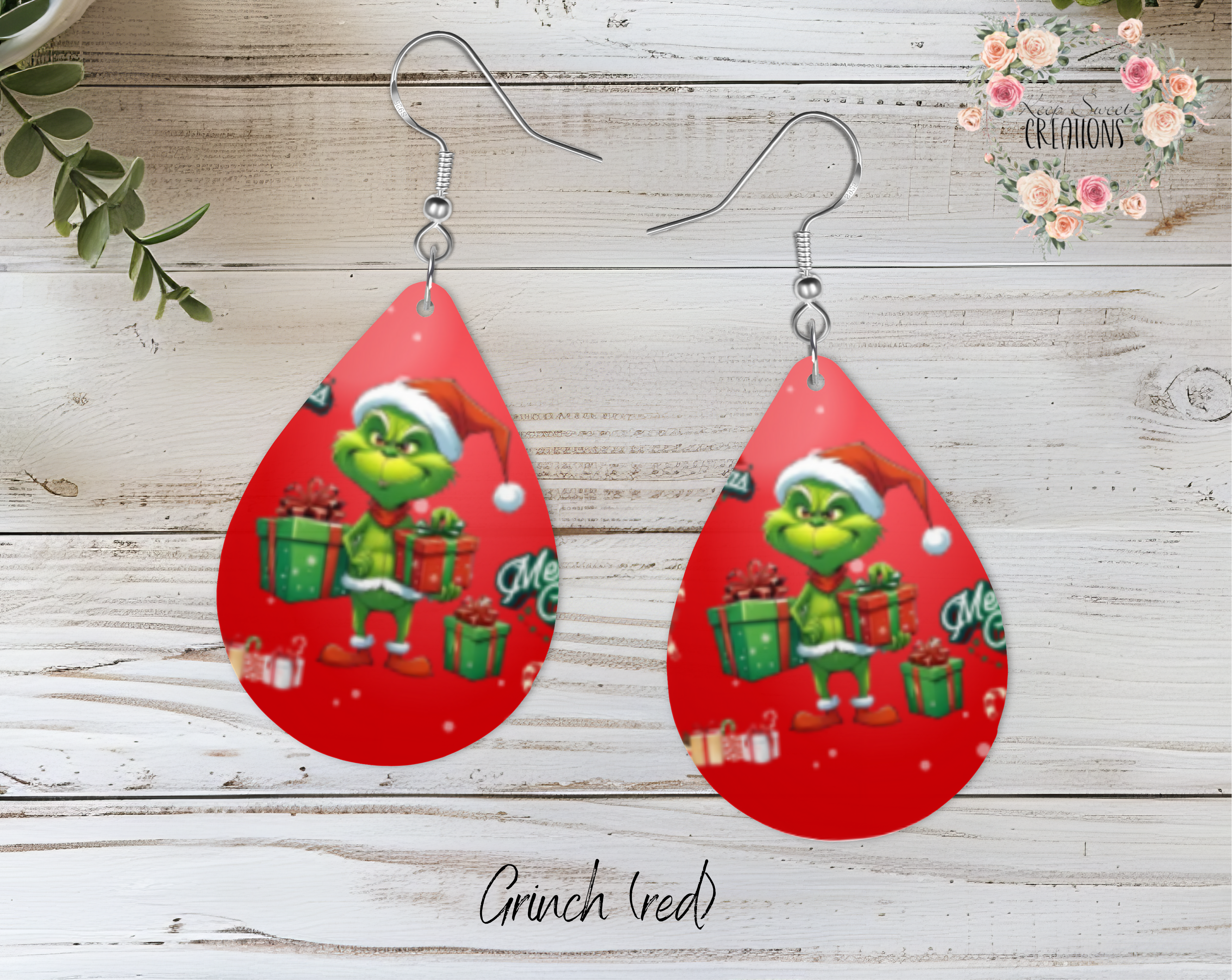 Christmas Teardrop Earrings – Festive Holiday Earrings | Funny Green Character Earrings for Christmas Lovers