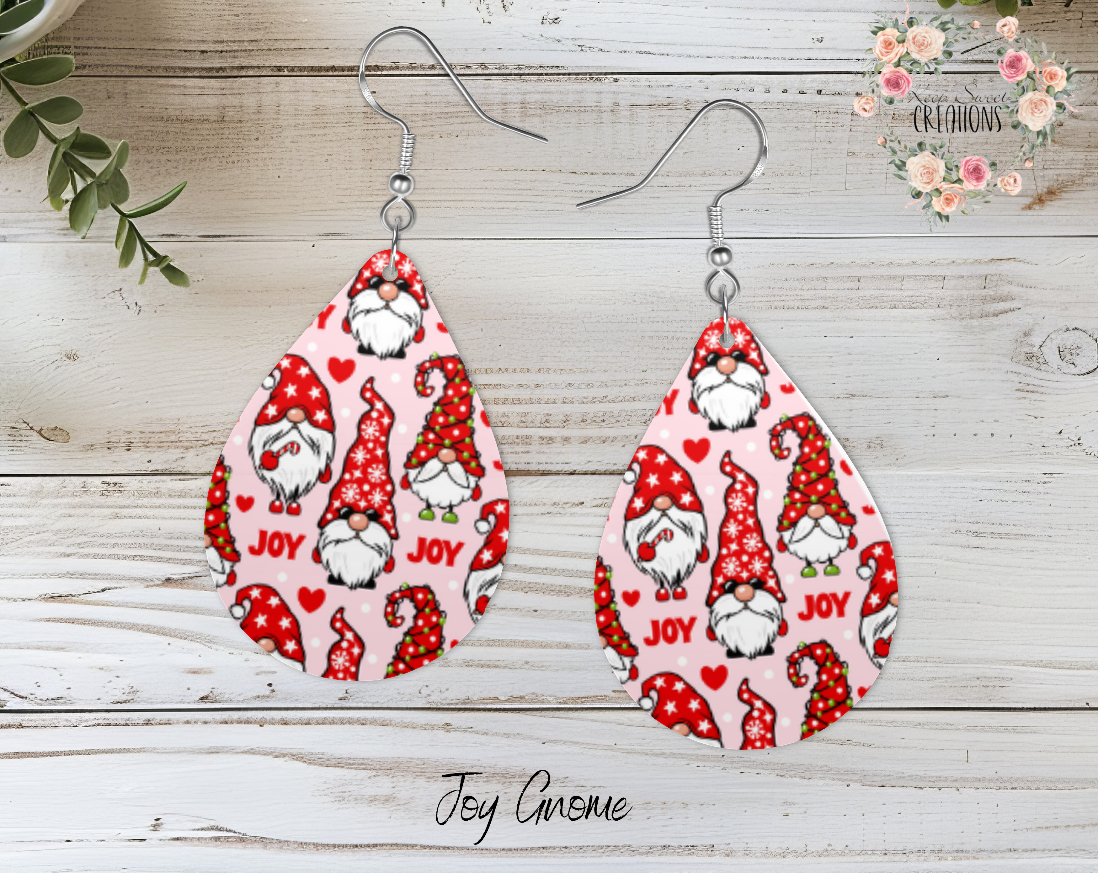 Christmas Gnome Teardrop Earrings – Whimsical Holiday Jewelry