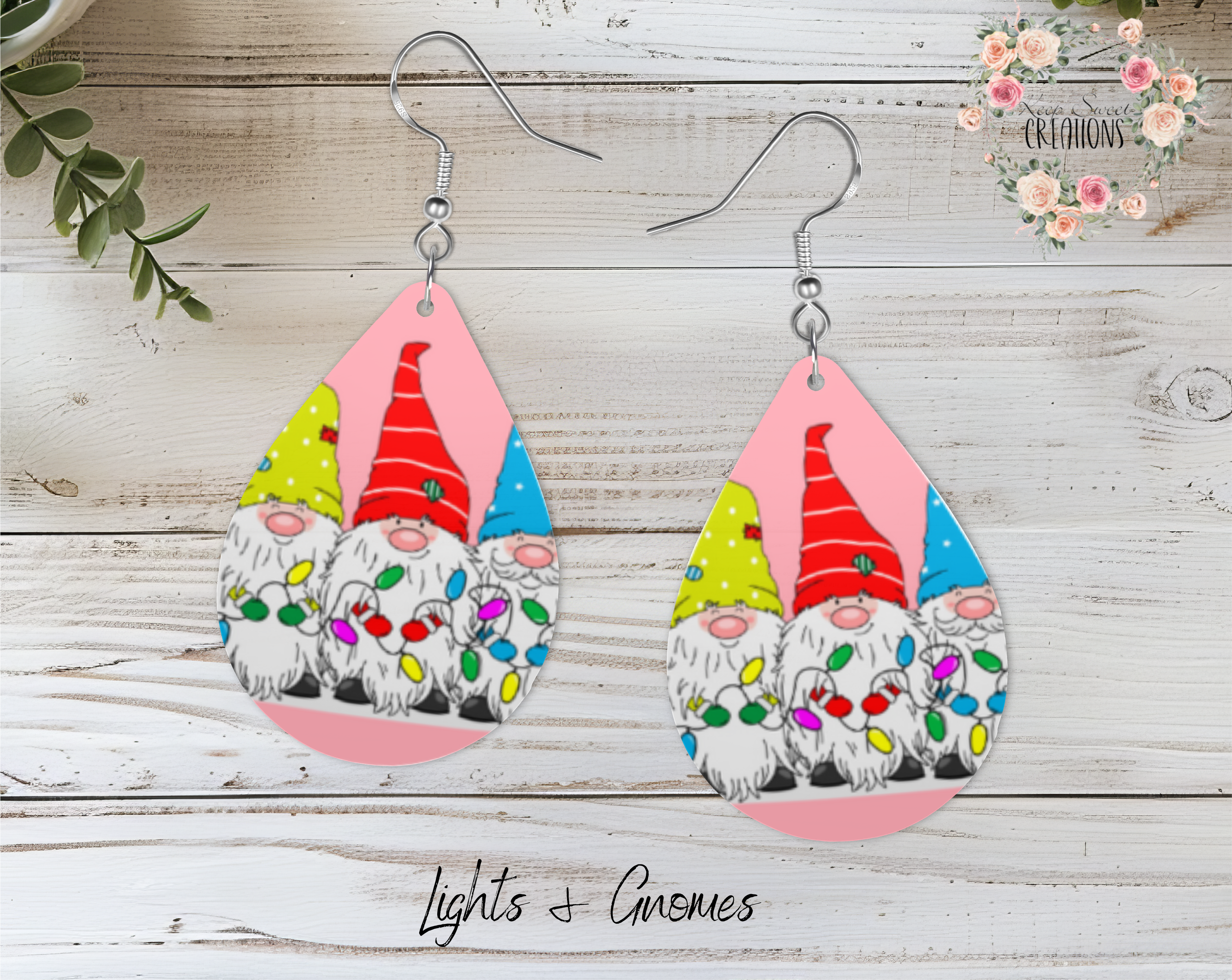 Christmas Gnome Teardrop Earrings – Whimsical Holiday Jewelry