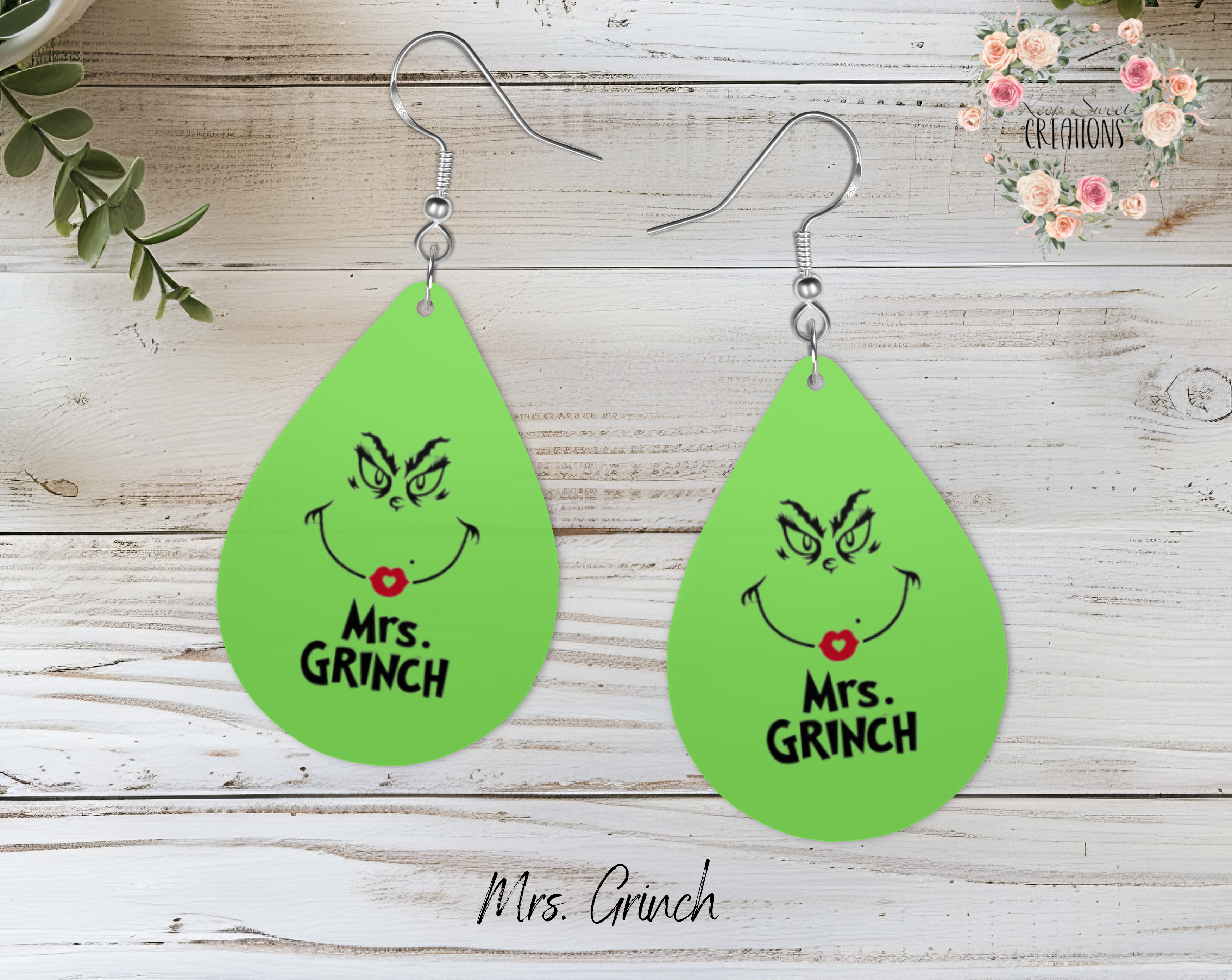 Christmas Teardrop Earrings – Festive Holiday Earrings | Funny Green Character Earrings for Christmas Lovers