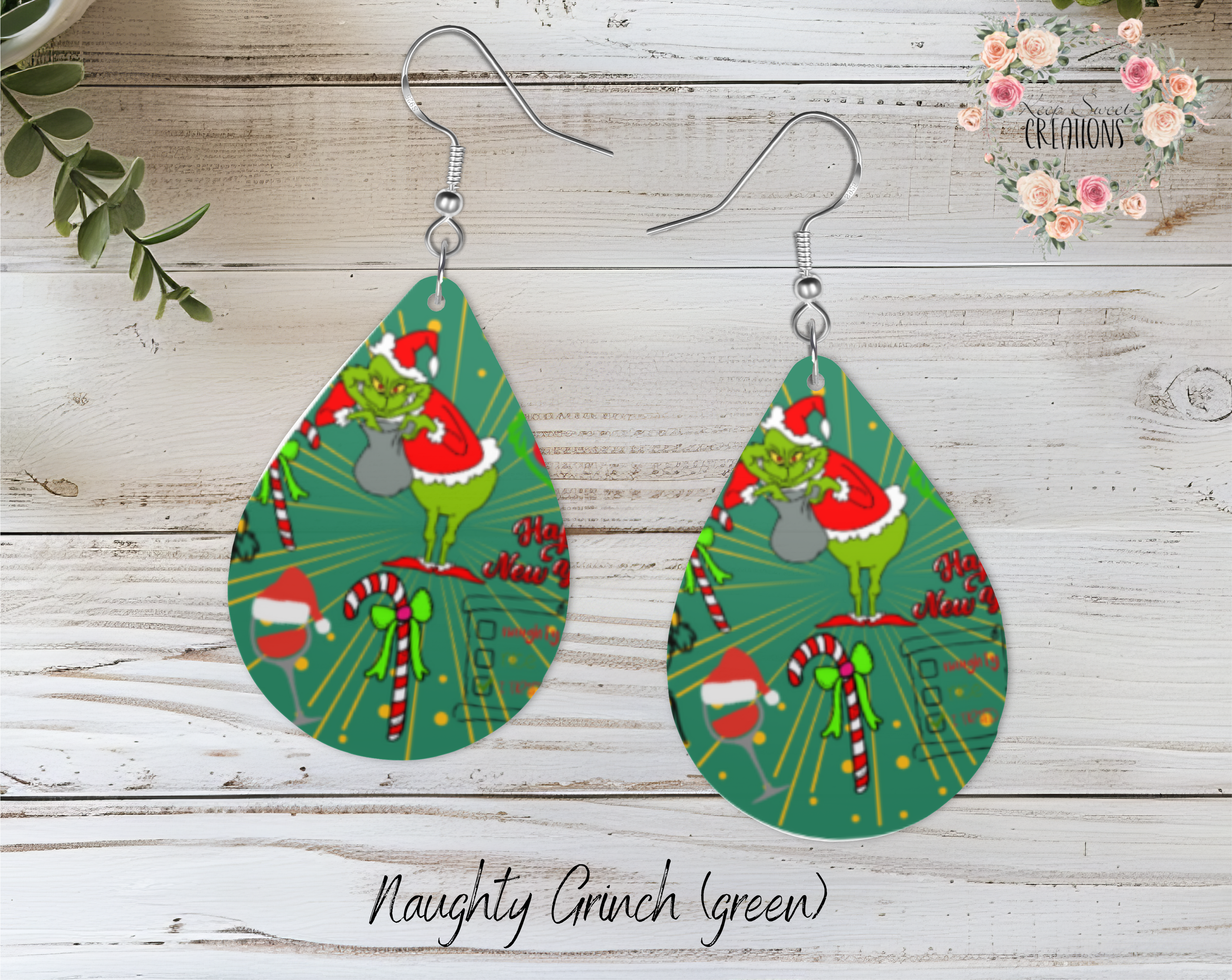 Christmas Teardrop Earrings – Festive Holiday Earrings | Funny Green Character Earrings for Christmas Lovers