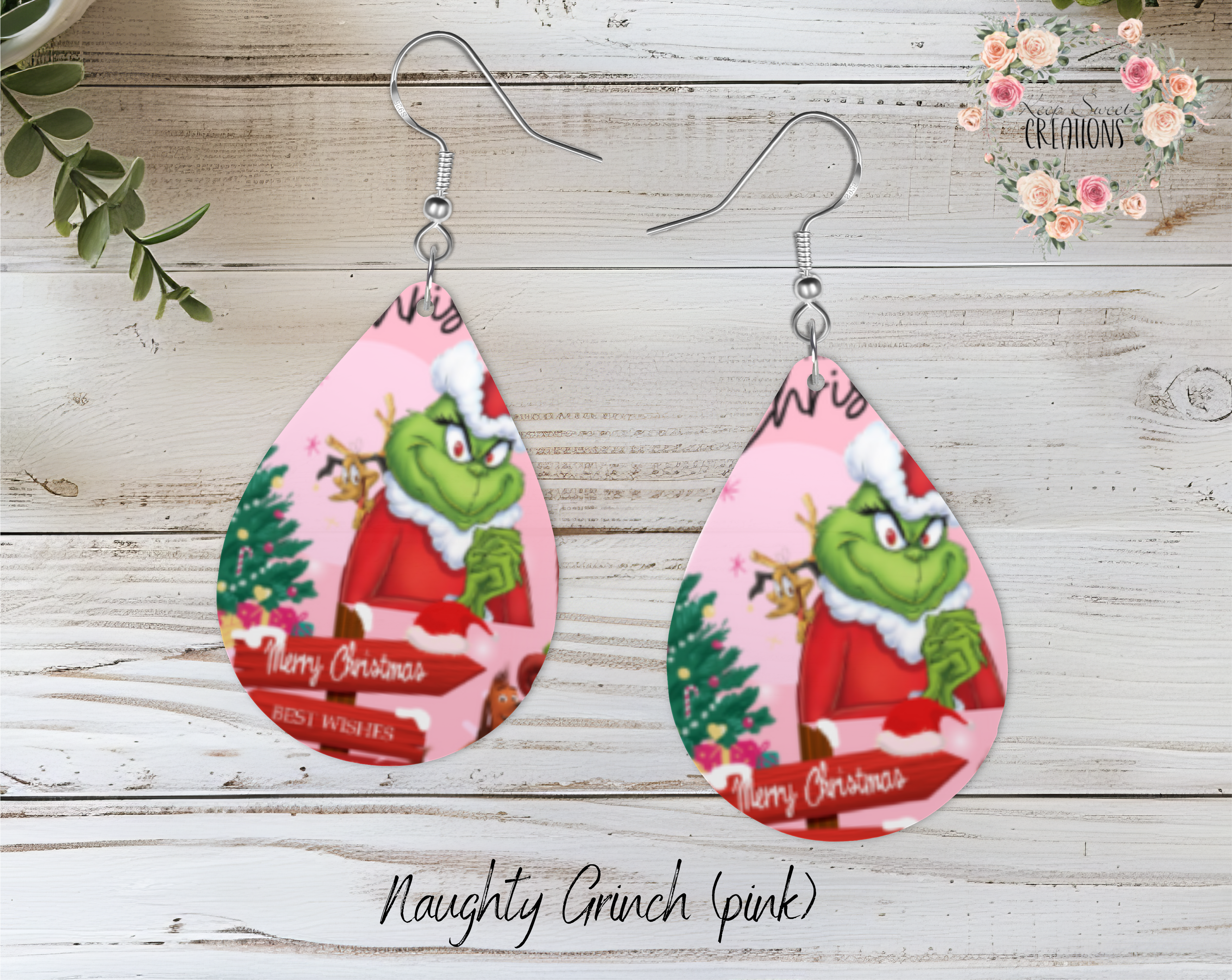 Christmas Teardrop Earrings – Festive Holiday Earrings | Funny Green Character Earrings for Christmas Lovers