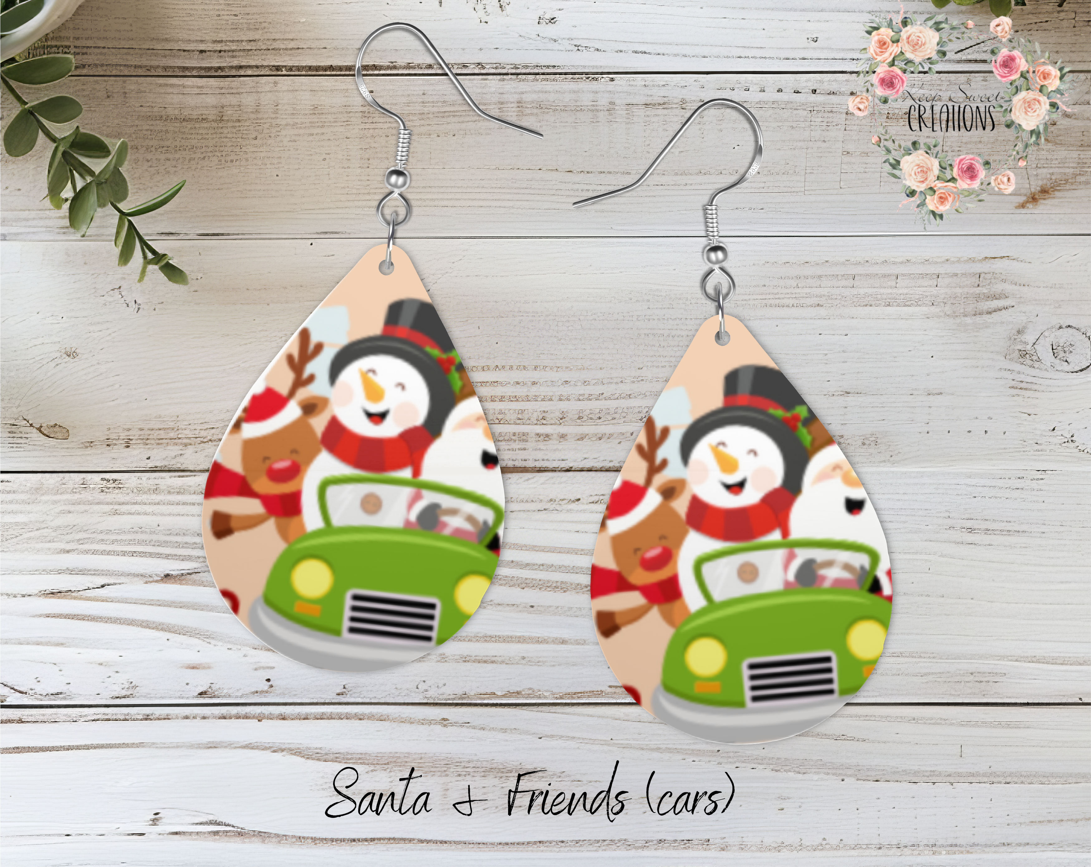 Christmas Santa Teardrop Earrings – Festive Holiday Jewelry