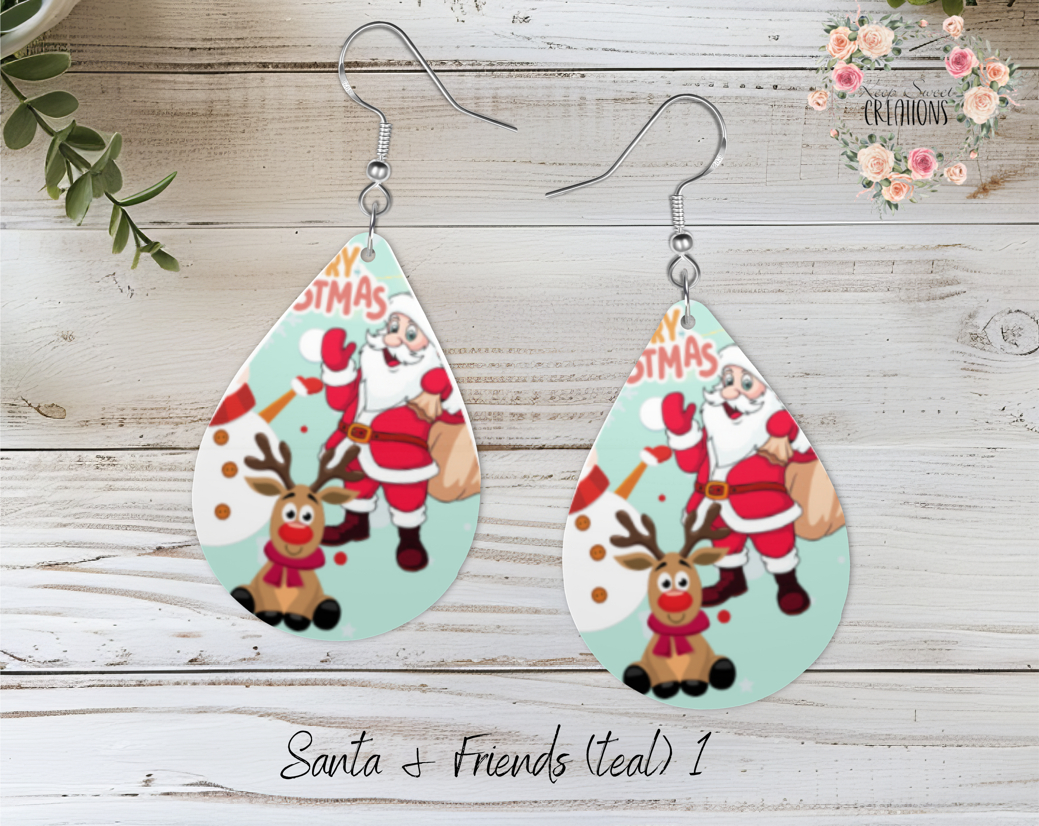 Christmas Santa Teardrop Earrings – Festive Holiday Jewelry