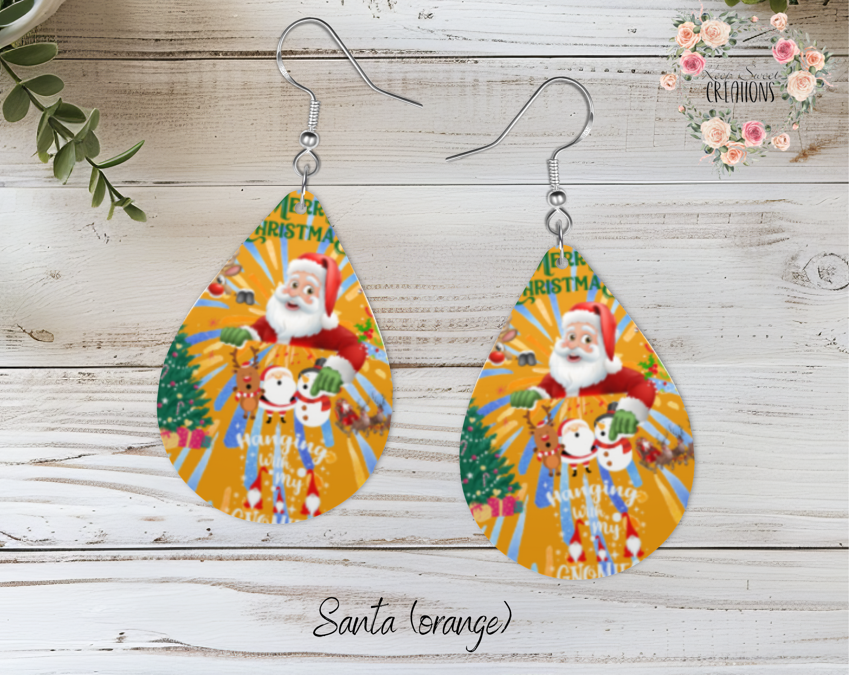 Christmas Santa Teardrop Earrings – Festive Holiday Jewelry