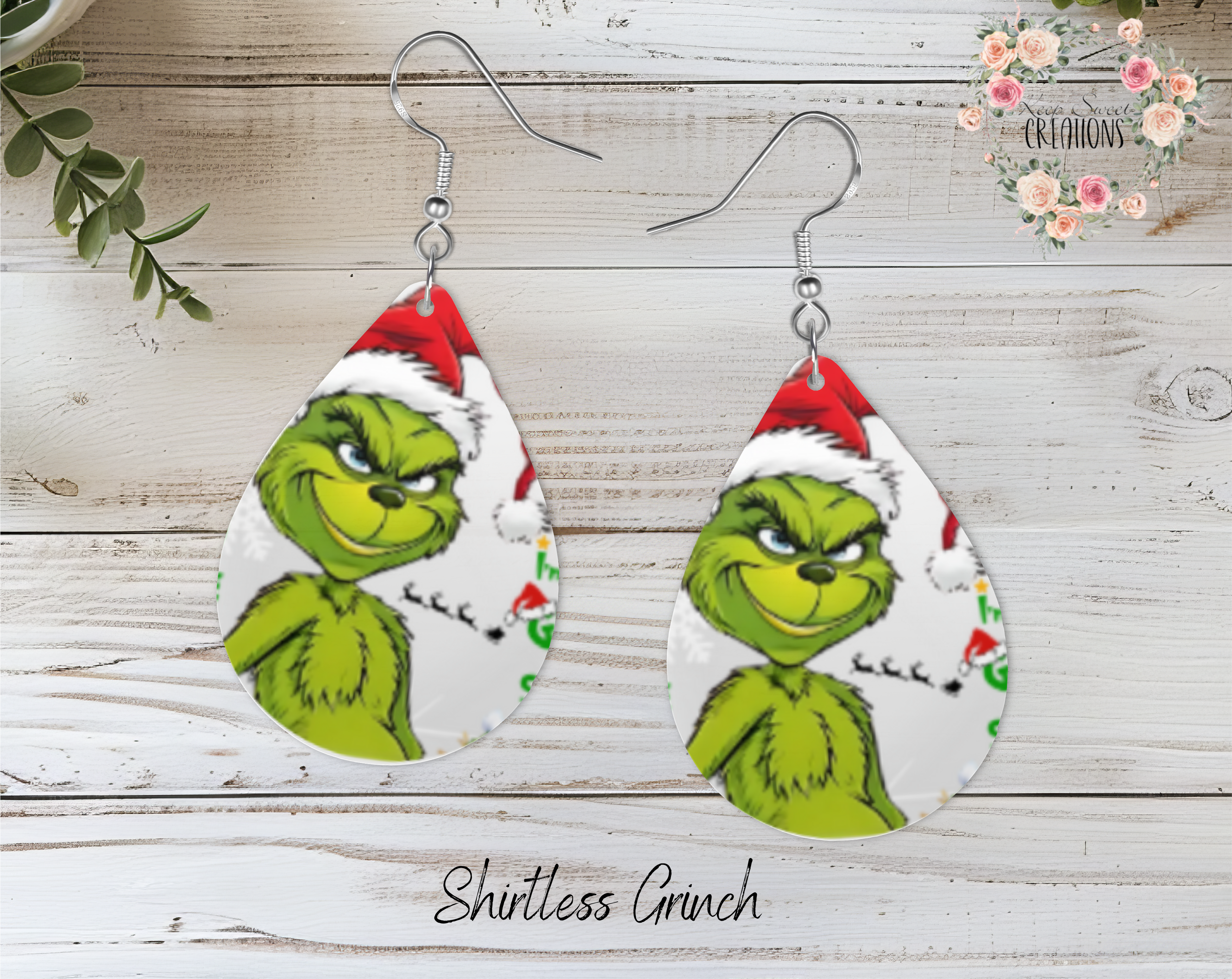 Christmas Teardrop Earrings – Festive Holiday Earrings | Funny Green Character Earrings for Christmas Lovers