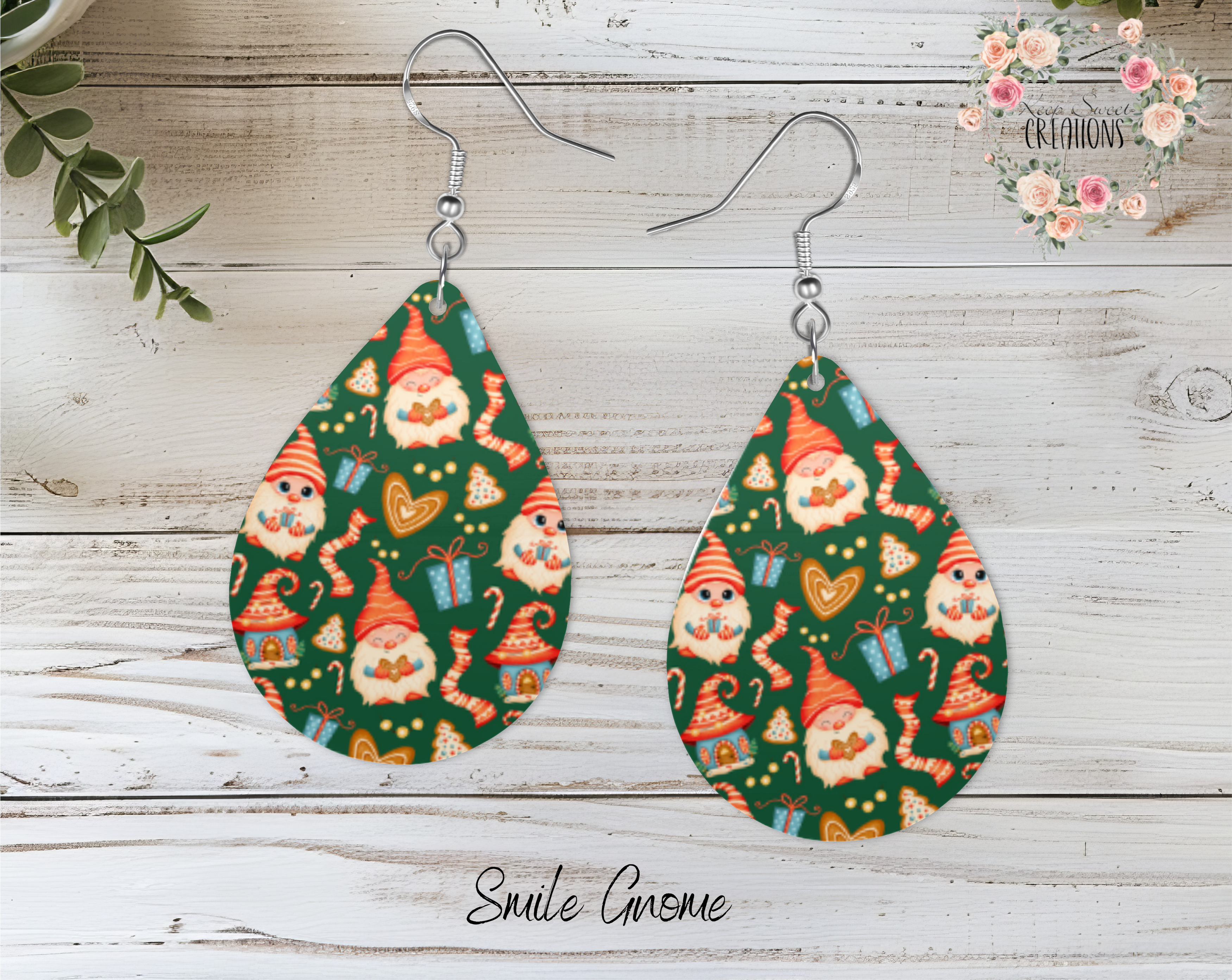 Christmas Gnome Teardrop Earrings – Whimsical Holiday Jewelry