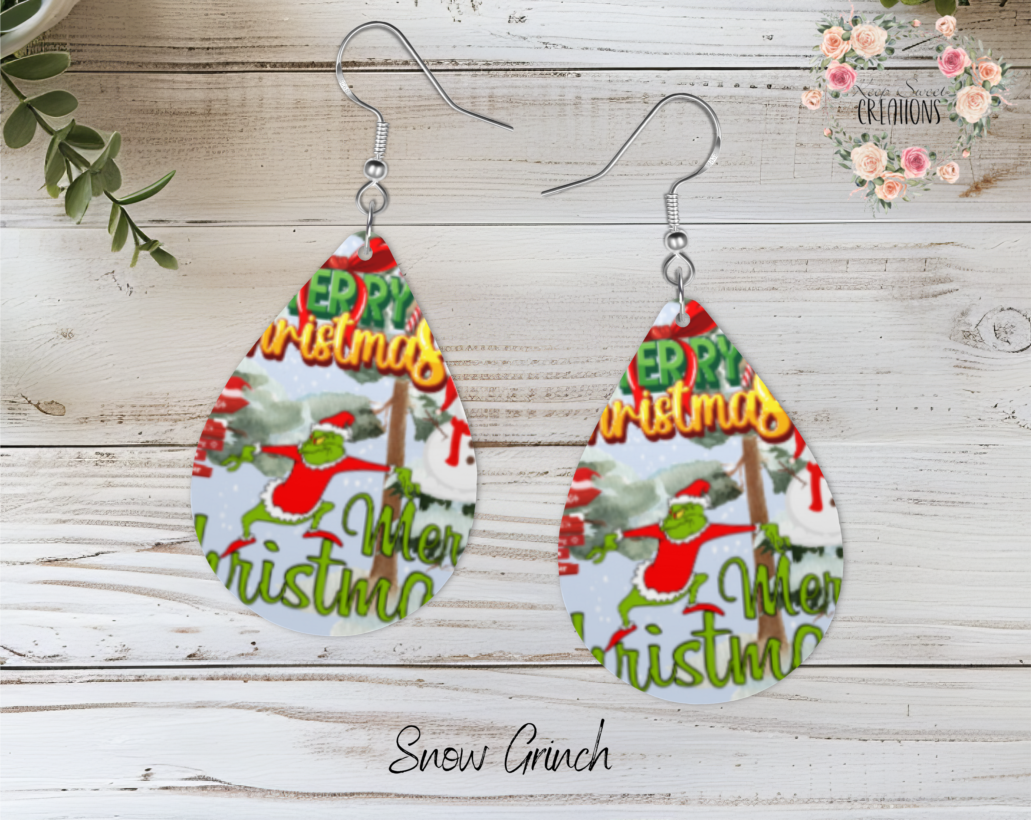 Christmas Teardrop Earrings – Festive Holiday Earrings | Funny Green Character Earrings for Christmas Lovers