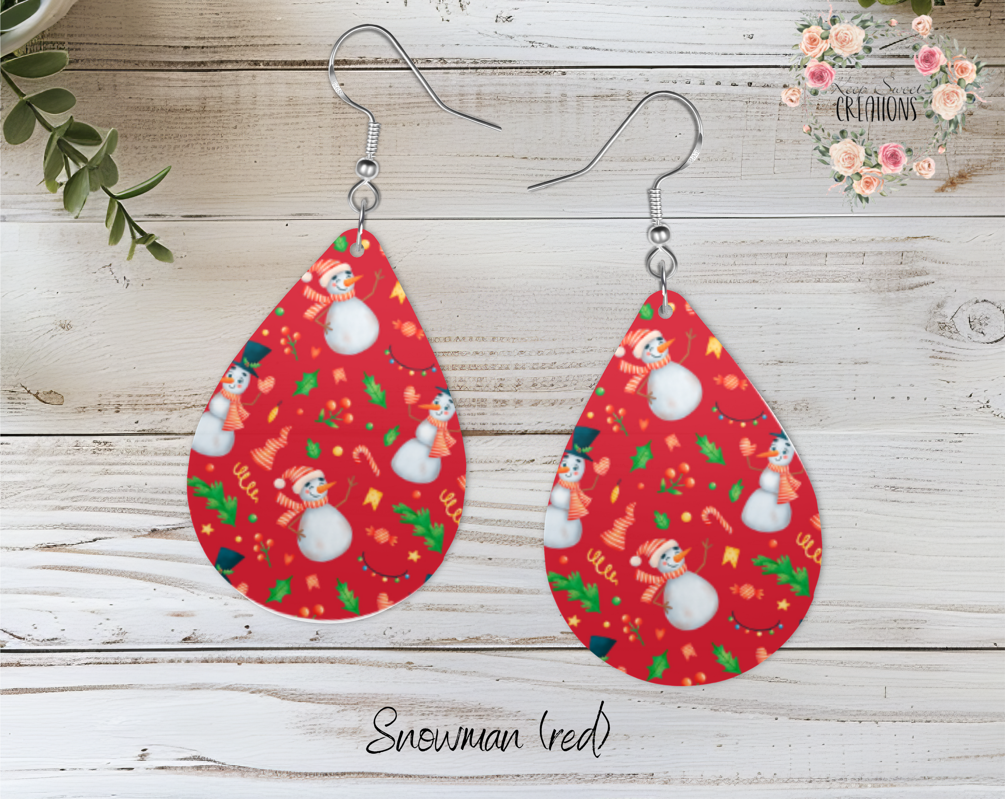 Christmas Snowman Teardrop Earrings – Festive Holiday Jewelry