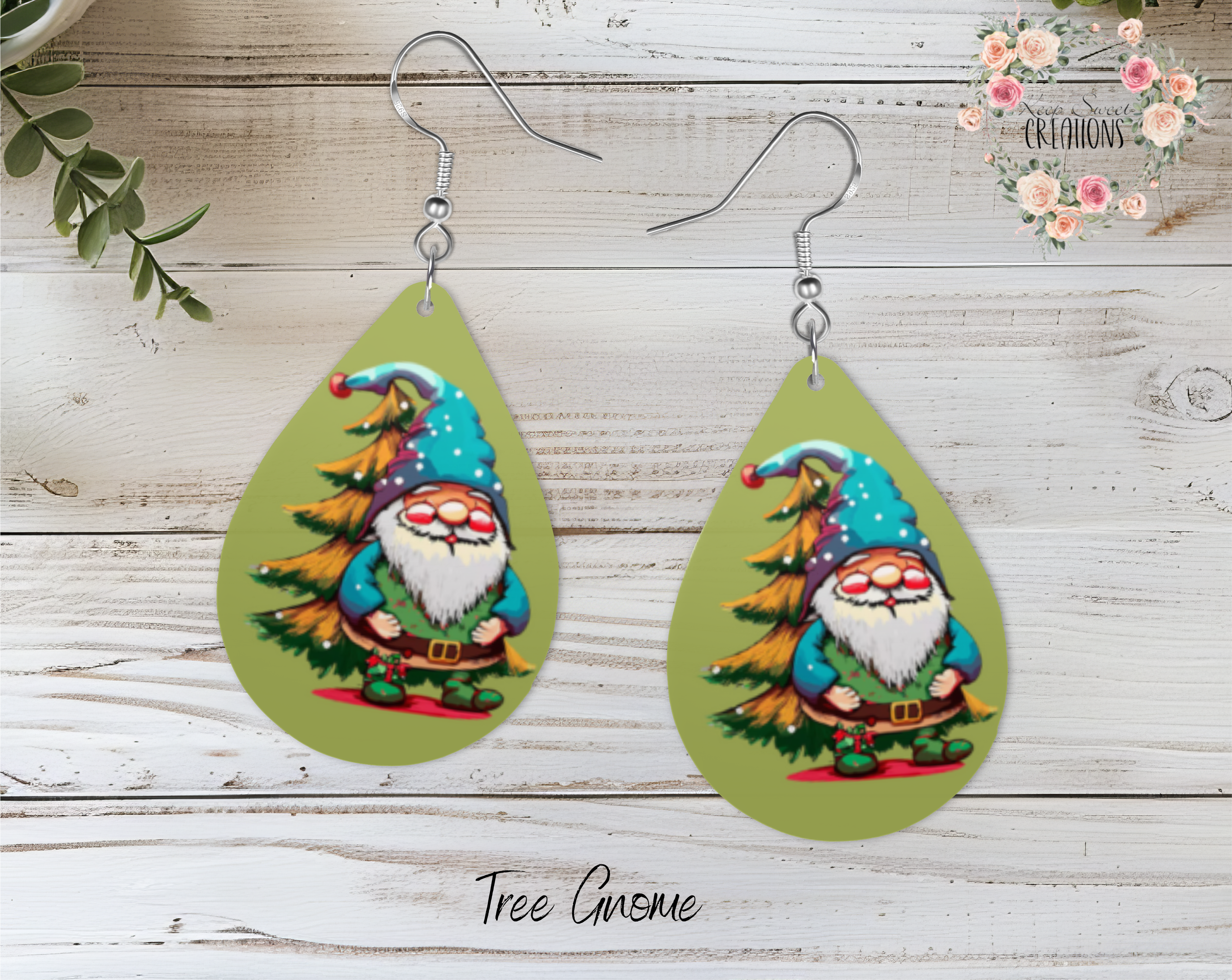Christmas Gnome Teardrop Earrings – Whimsical Holiday Jewelry