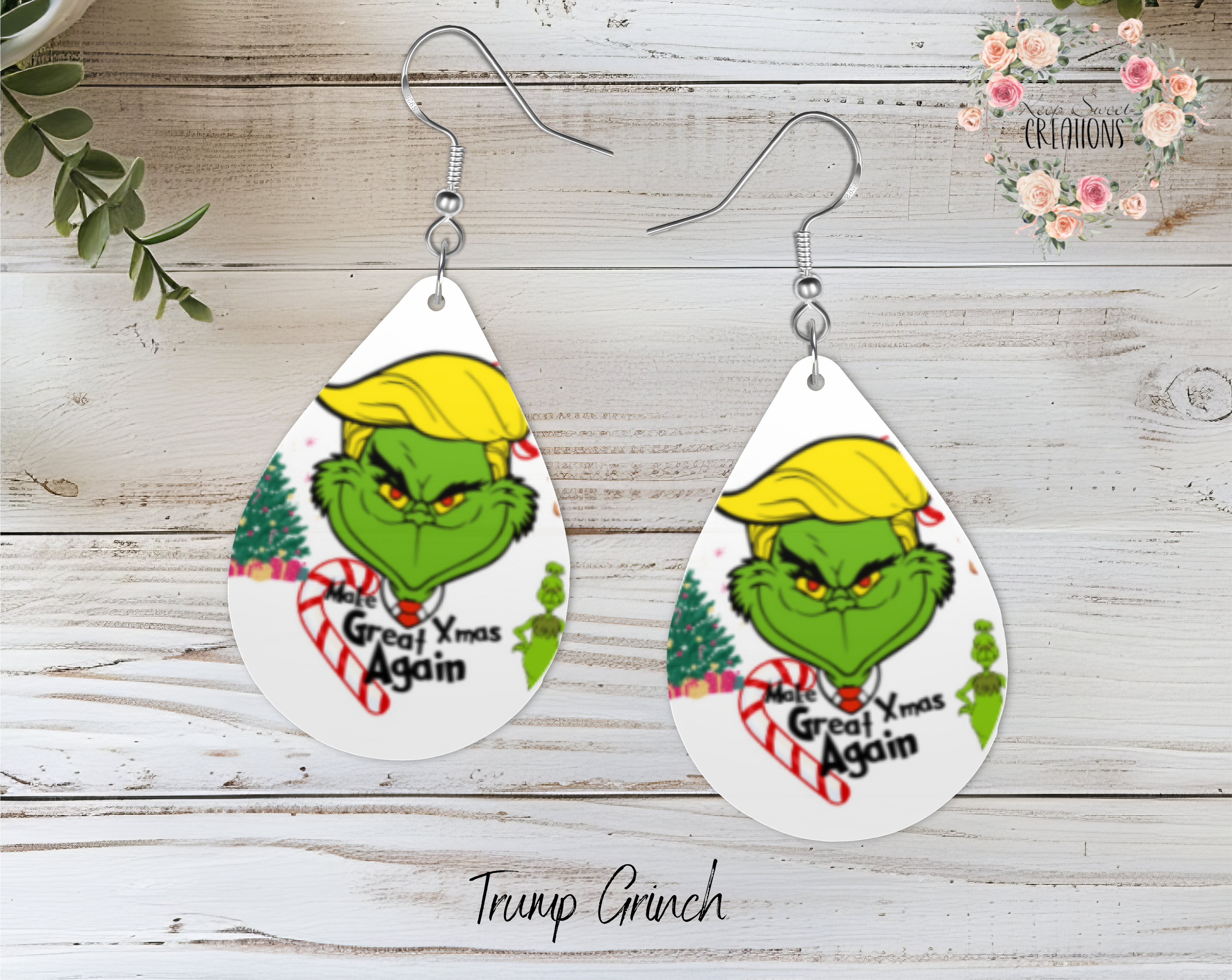 Christmas Teardrop Earrings – Festive Holiday Earrings | Funny Green Character Earrings for Christmas Lovers
