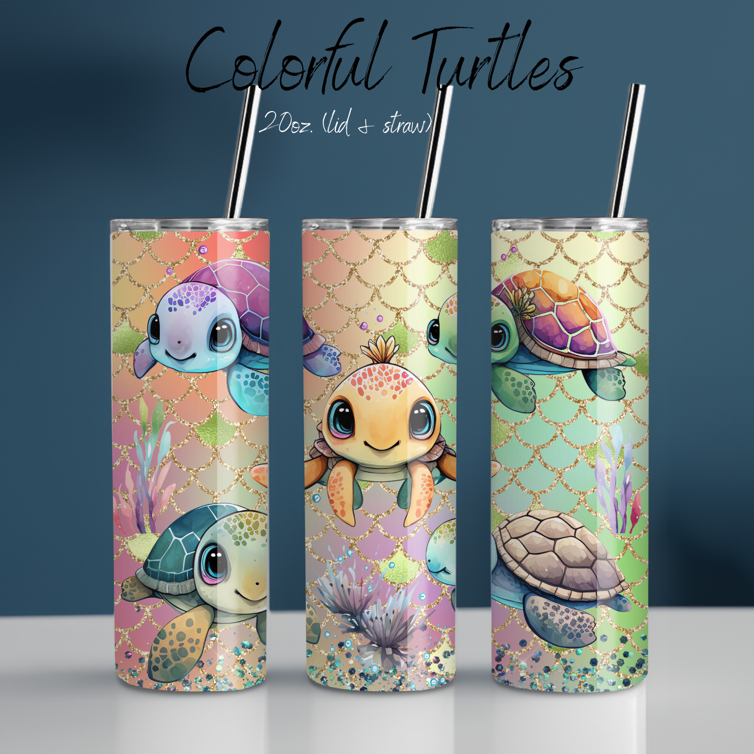Colorful Turtle Tumbler | Ocean-Inspired Sublimation Cup