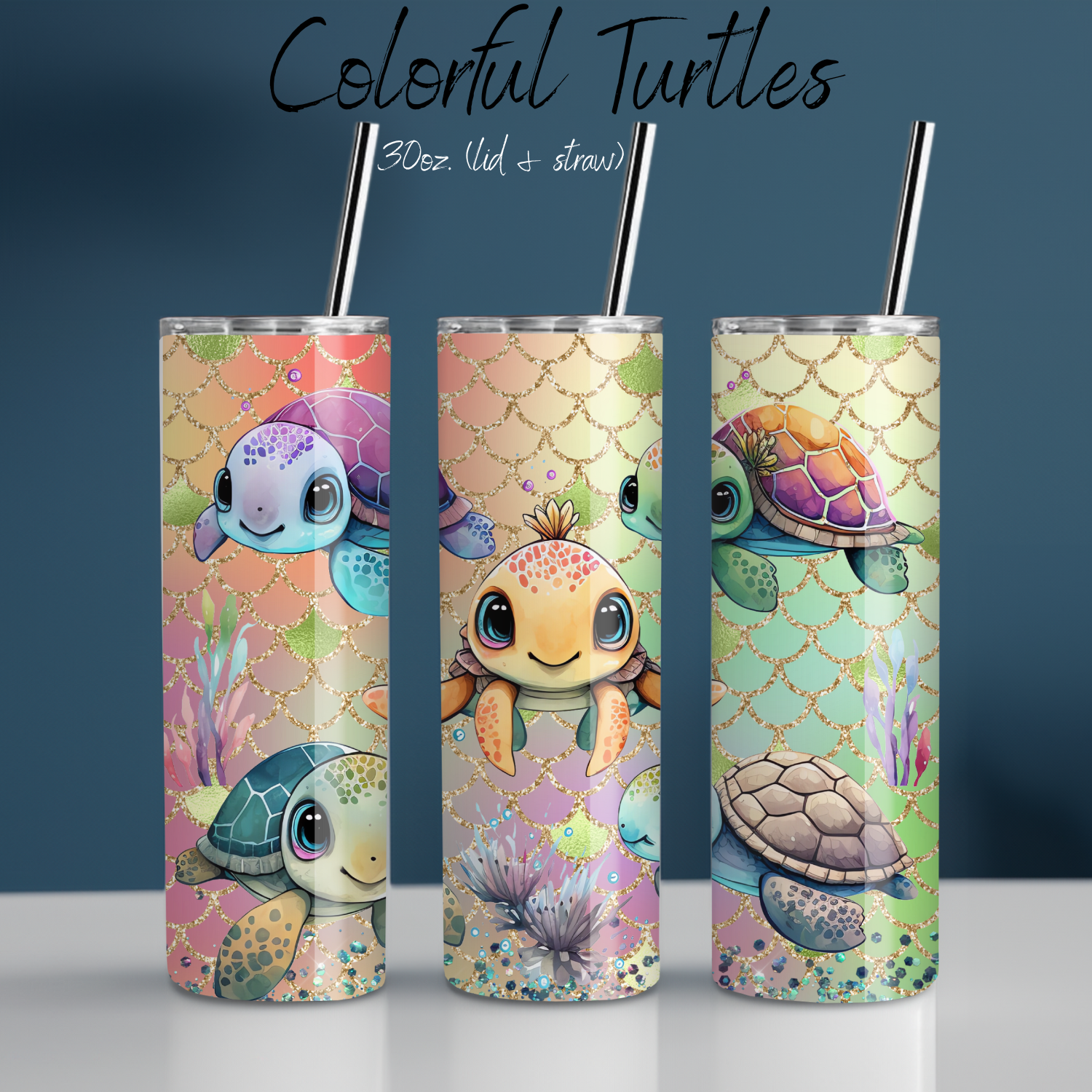 Colorful Turtle Tumbler | Ocean-Inspired Sublimation Cup