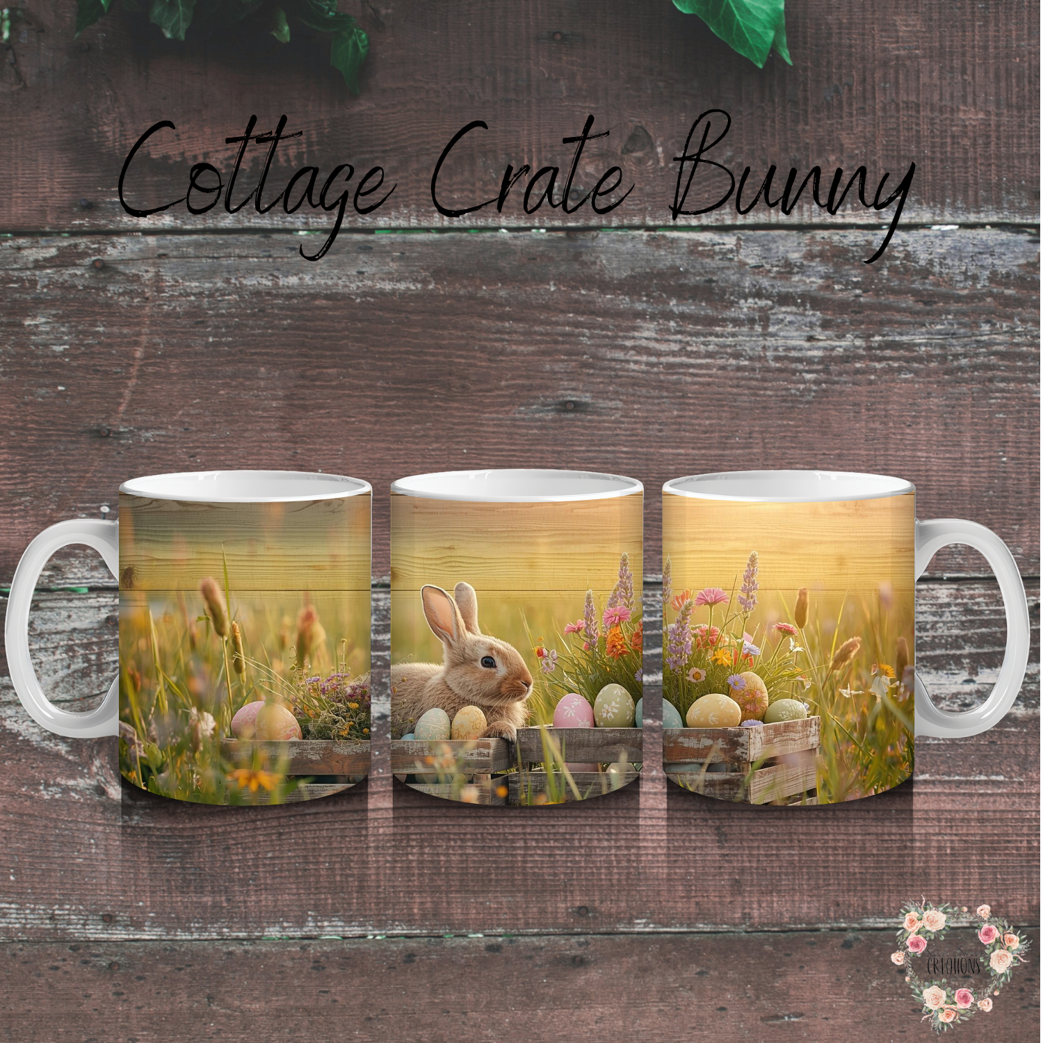 Cottage Crate Bunny Tumbler | Rustic Farmhouse Easter Cup (11–32 oz)