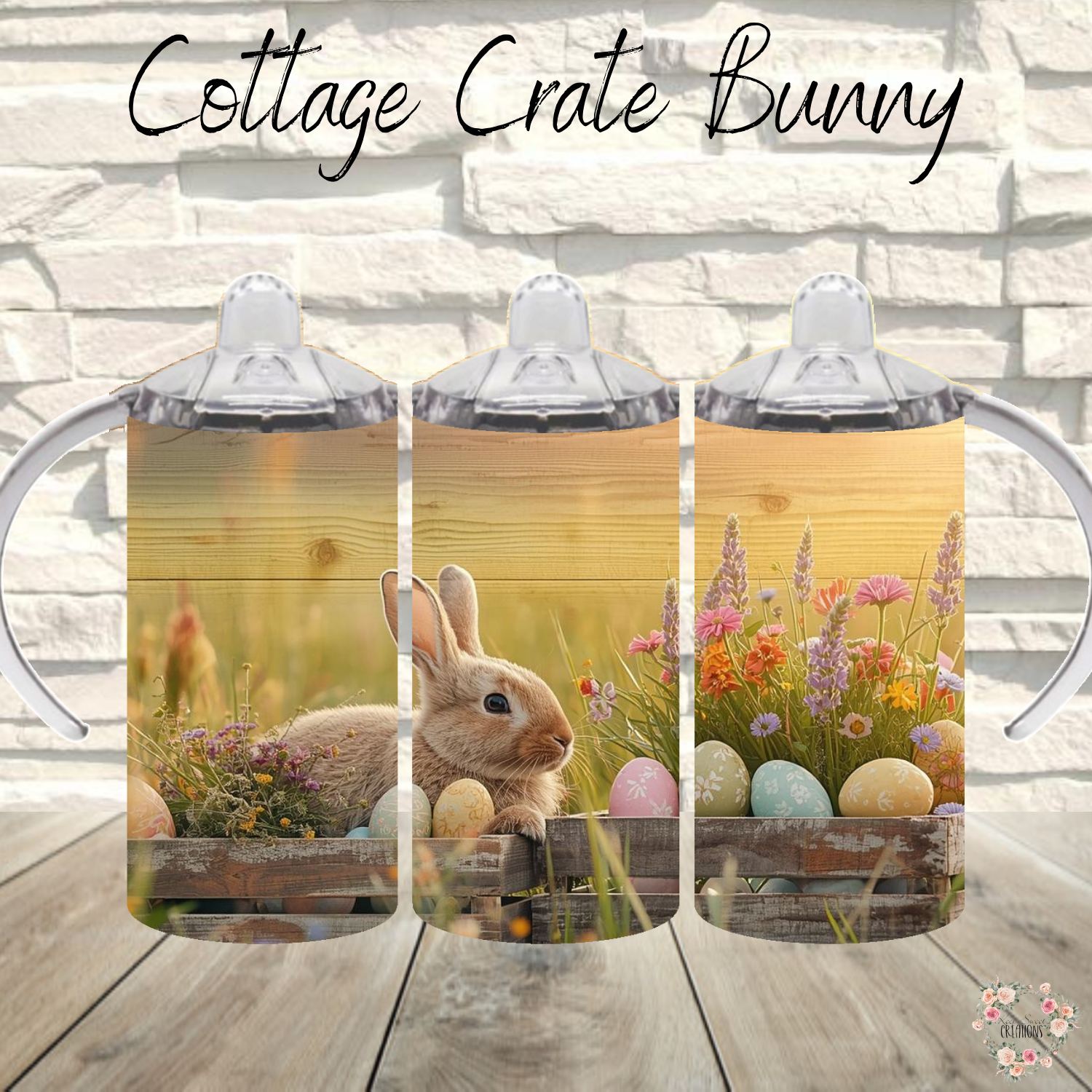 Cottage Crate Bunny Tumbler | Rustic Farmhouse Easter Cup (11–32 oz)