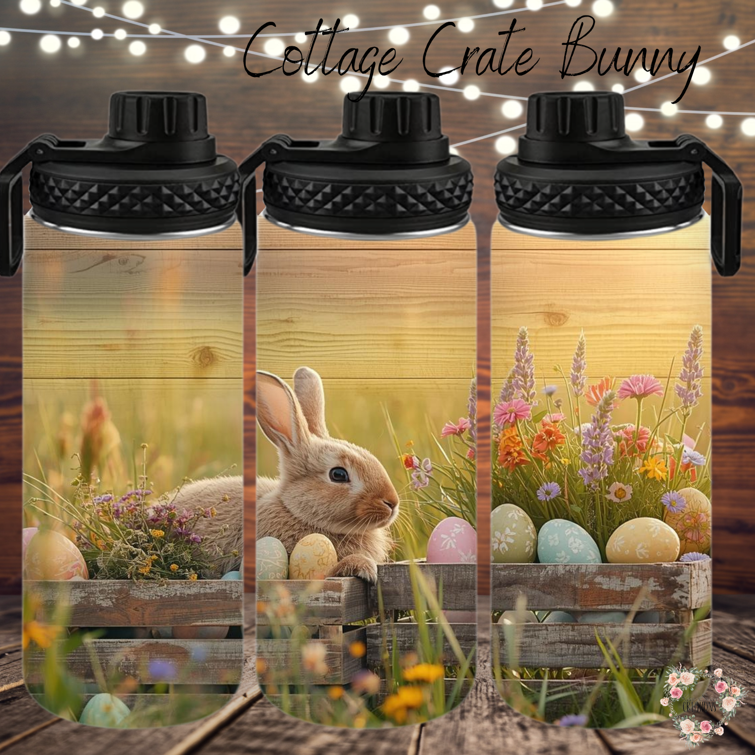 Cottage Crate Bunny Tumbler | Rustic Farmhouse Easter Cup (11–32 oz)