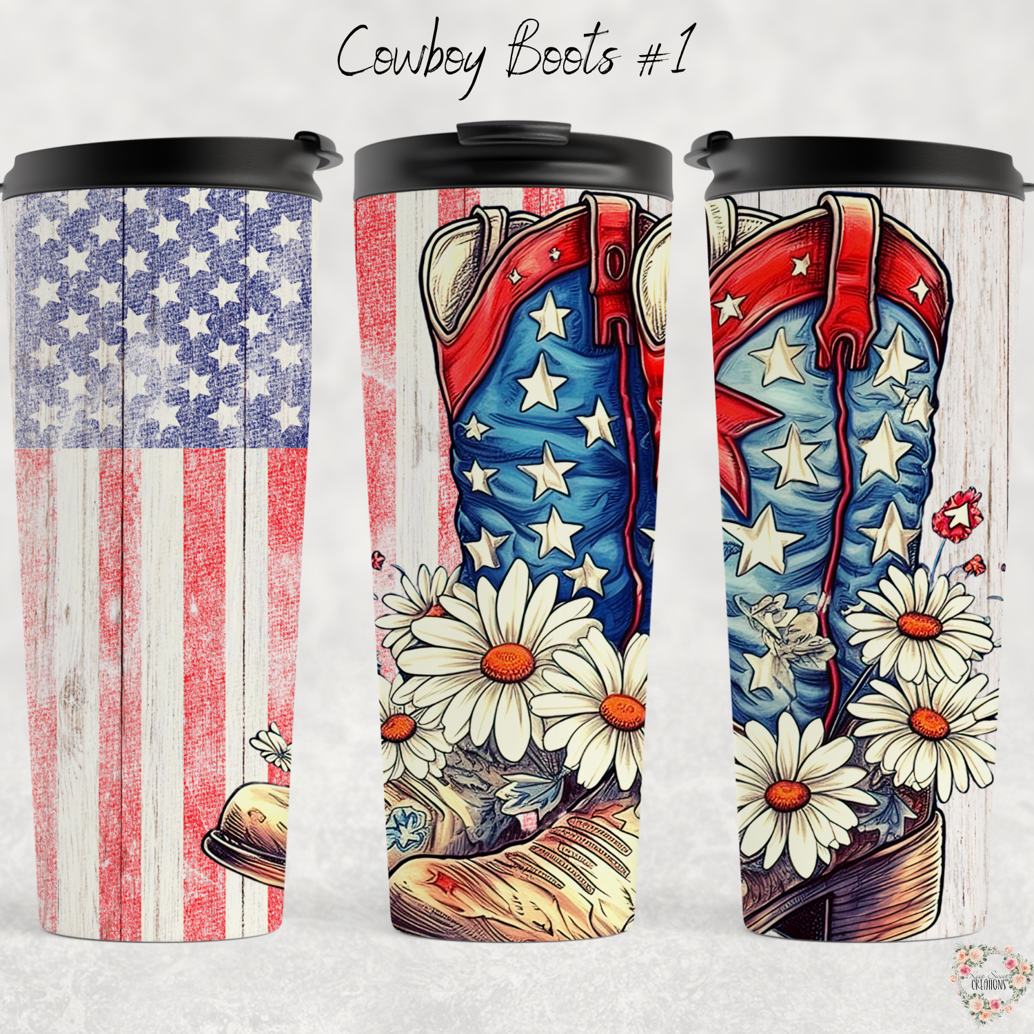 Patriotic Cowboy Boot Tumbler – American Flag Western Design (Cowboy Boots #1)