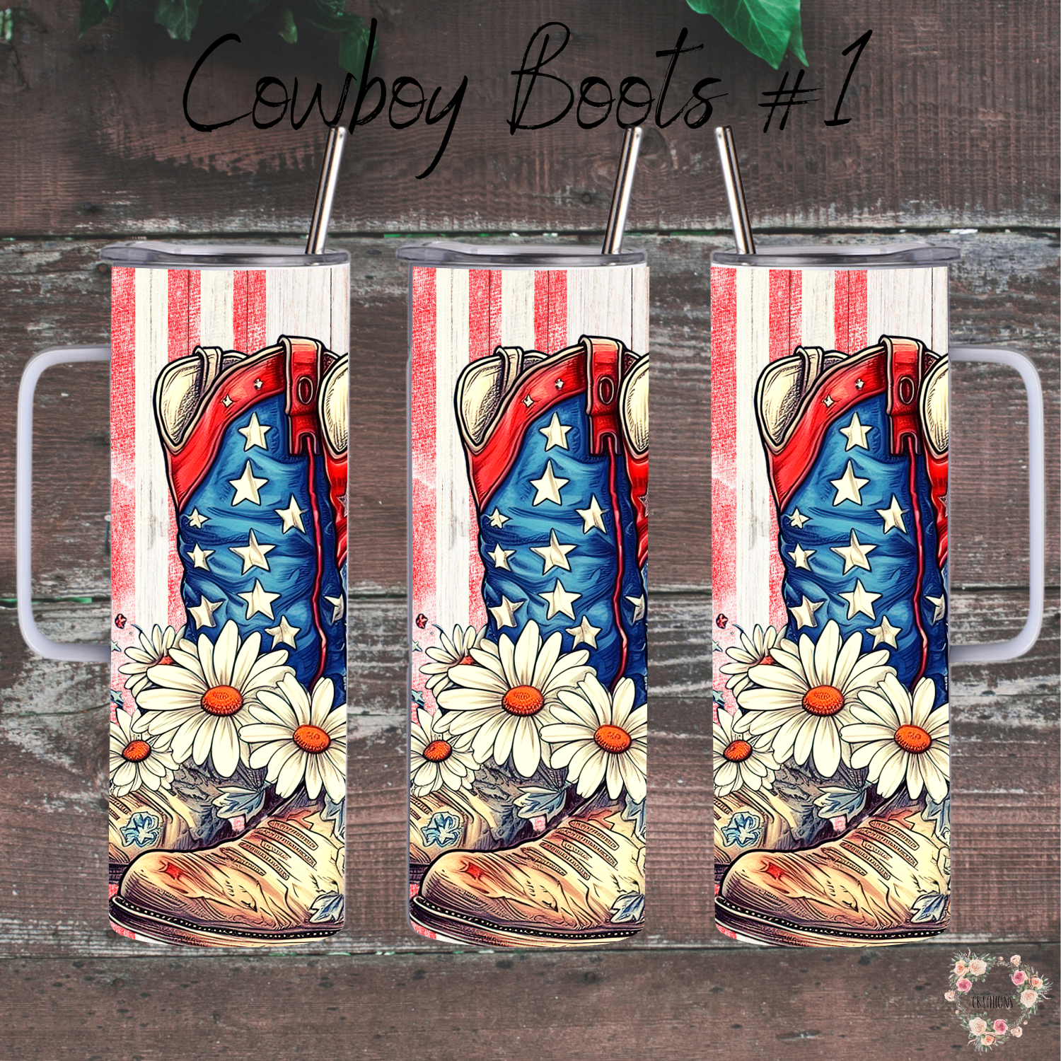 Patriotic Cowboy Boot Tumbler – American Flag Western Design (Cowboy Boots #1)