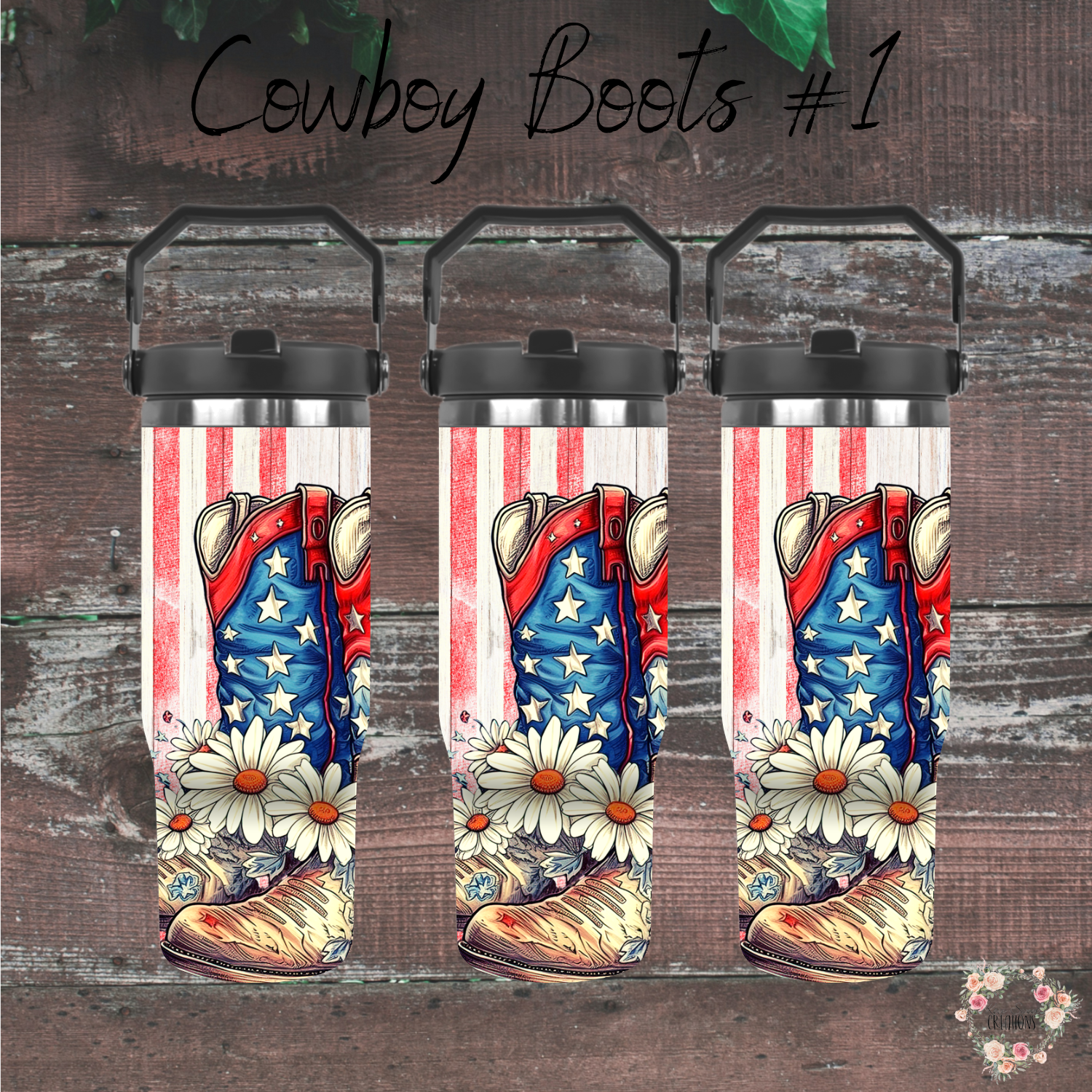 Patriotic Cowboy Boot Tumbler – American Flag Western Design (Cowboy Boots #1)