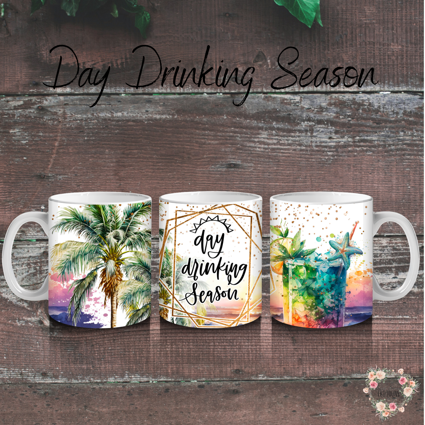 "Day Drinking Tumbler – Summer Cocktail Cup | Stainless Steel Tropical Travel Mug"
