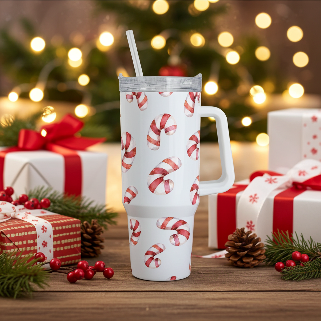 Candy Cane Christmas Tumbler & Mug | Holiday Peppermint Cup