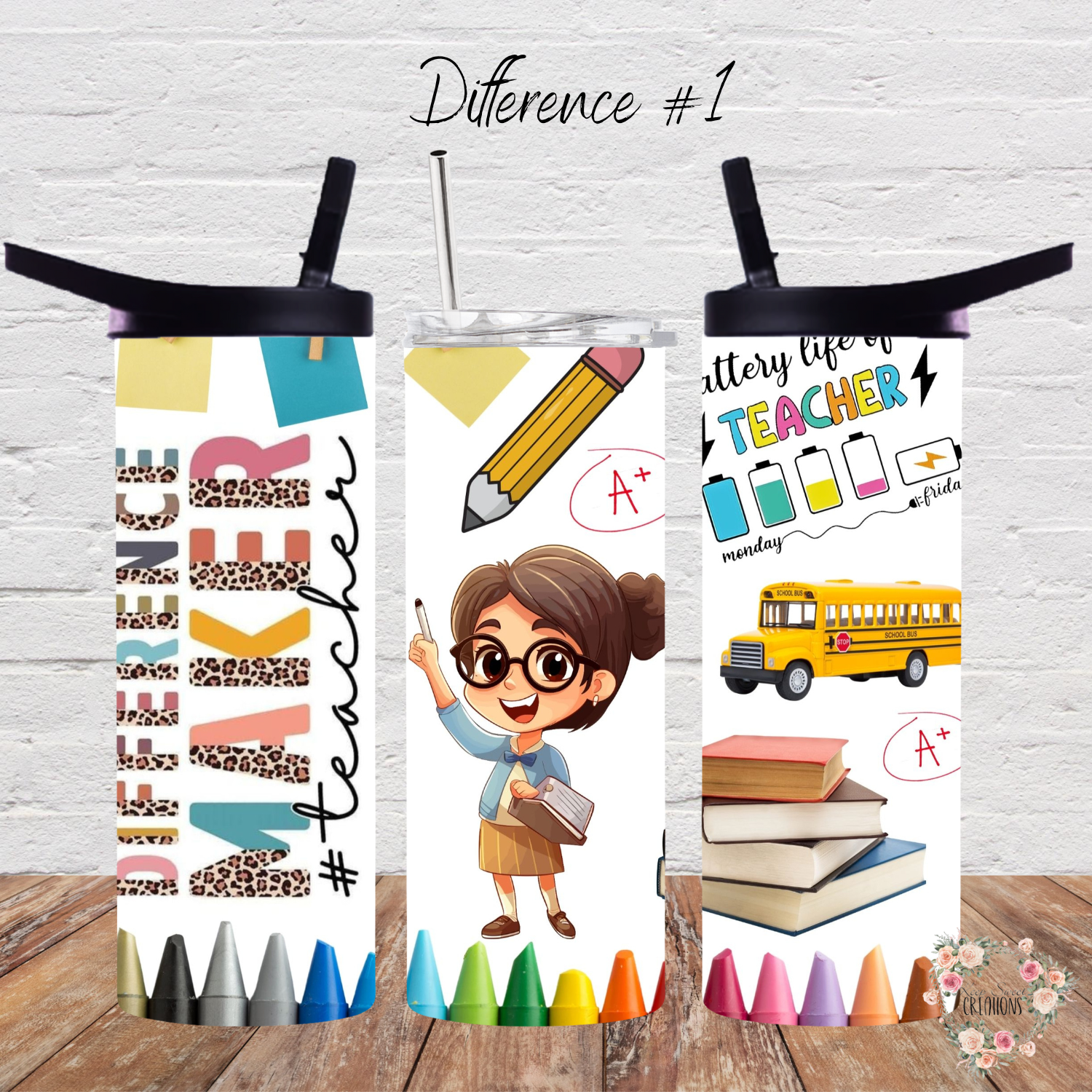 Teacher Tumbler – School Supply & Teacher Character Designs