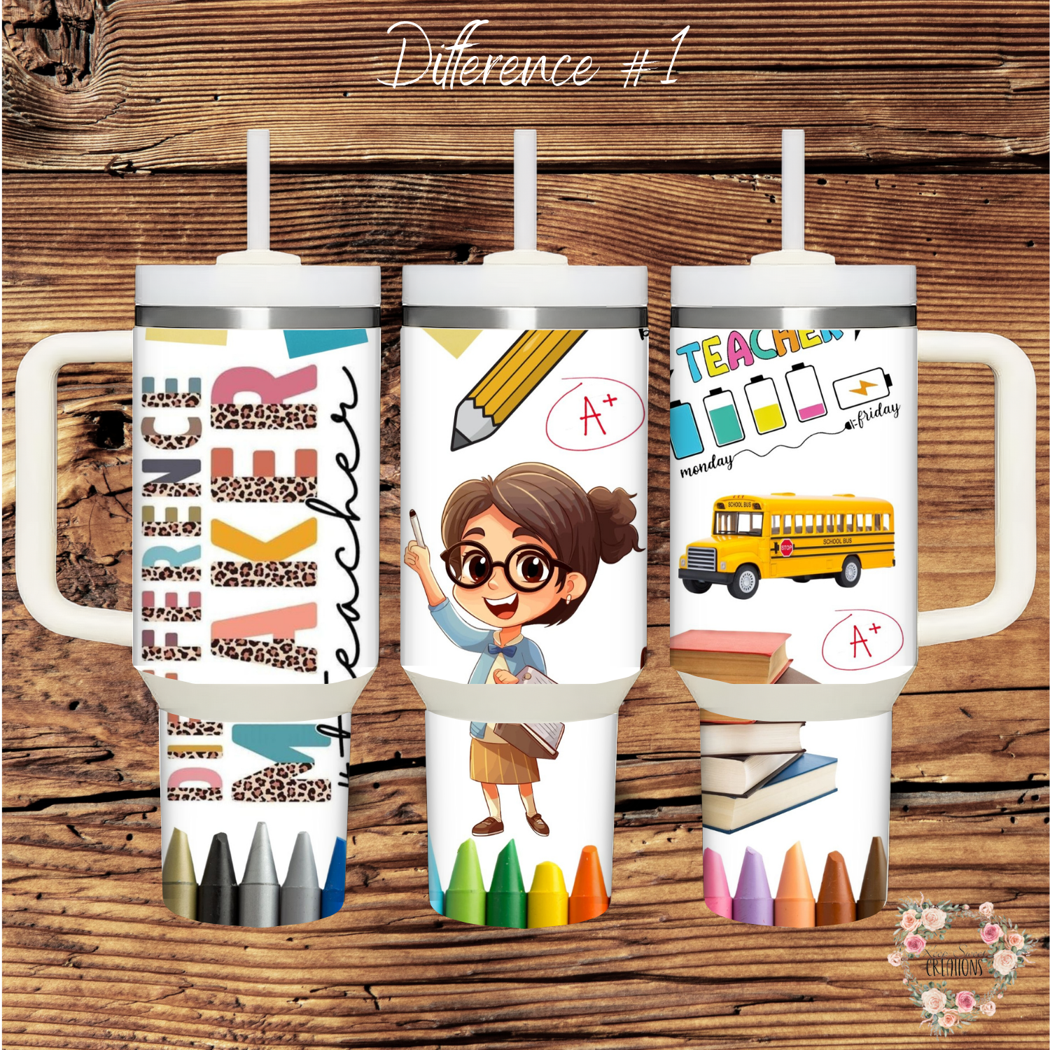 Teacher Tumbler – School Supply & Teacher Character Designs