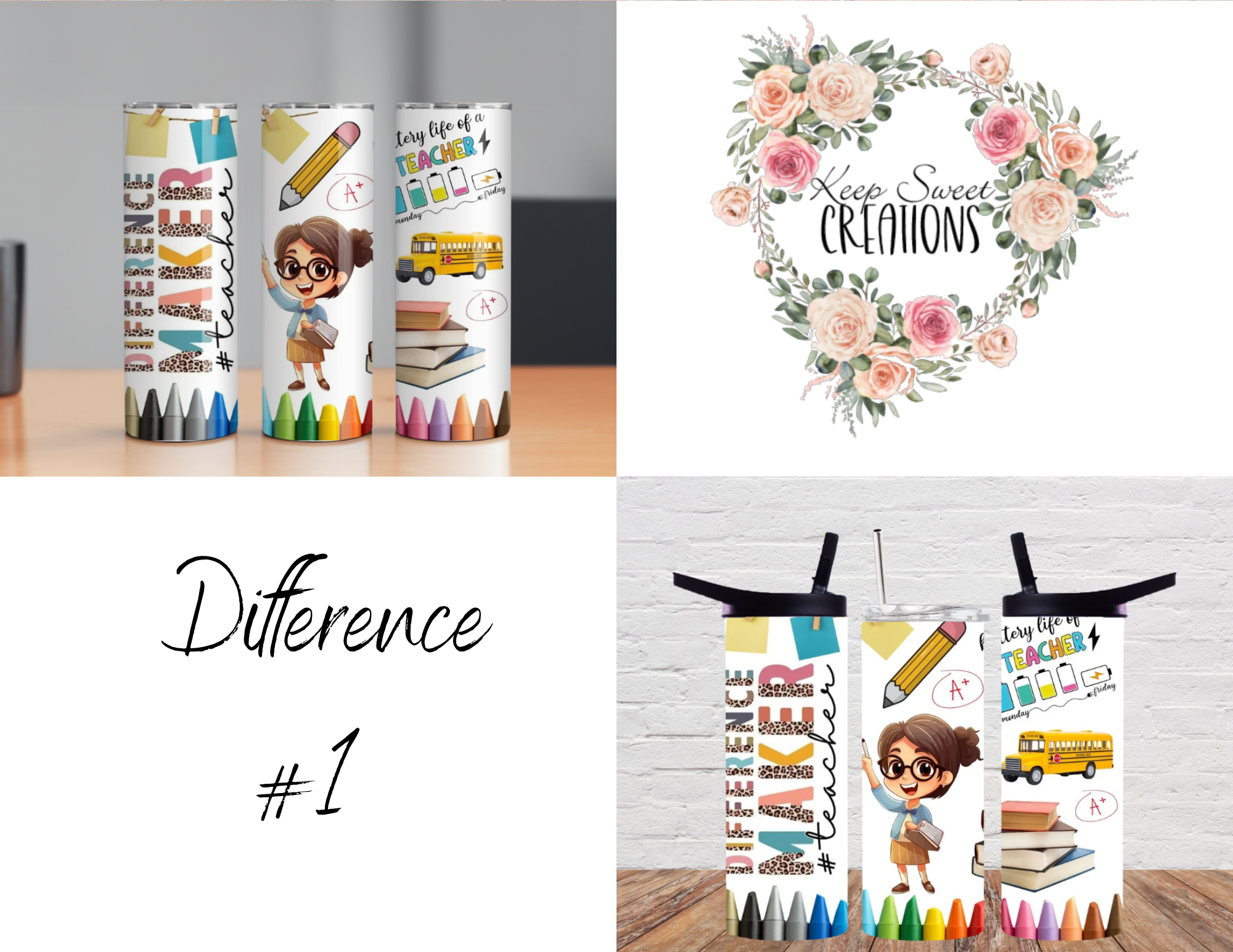 Teacher Tumbler – School Supply & Teacher Character Designs