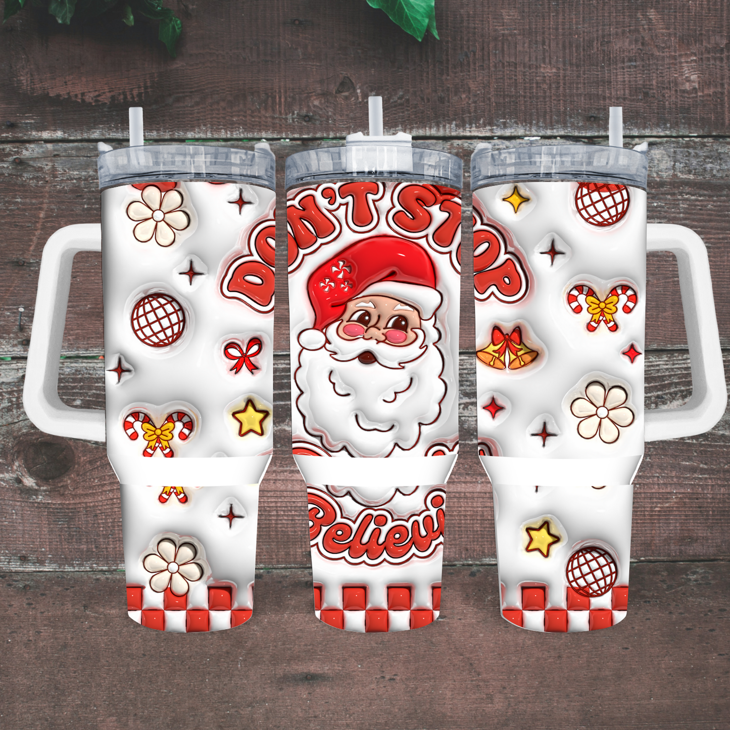 Don’t Stop Believing Tumbler | Santa Christmas Cup Collection