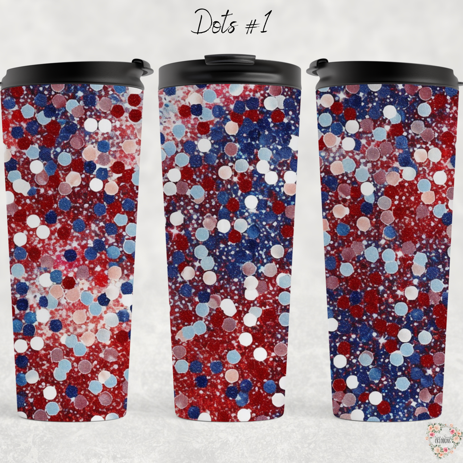 Patriotic Red White & Blue Tumbler – Dots Confetti Design (Independence Day Style #1)