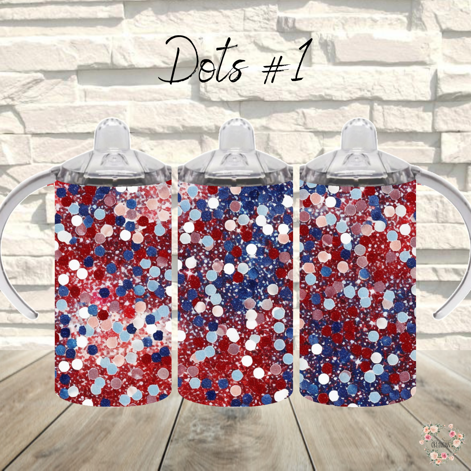 Patriotic Red White & Blue Tumbler – Dots Confetti Design (Independence Day Style #1)