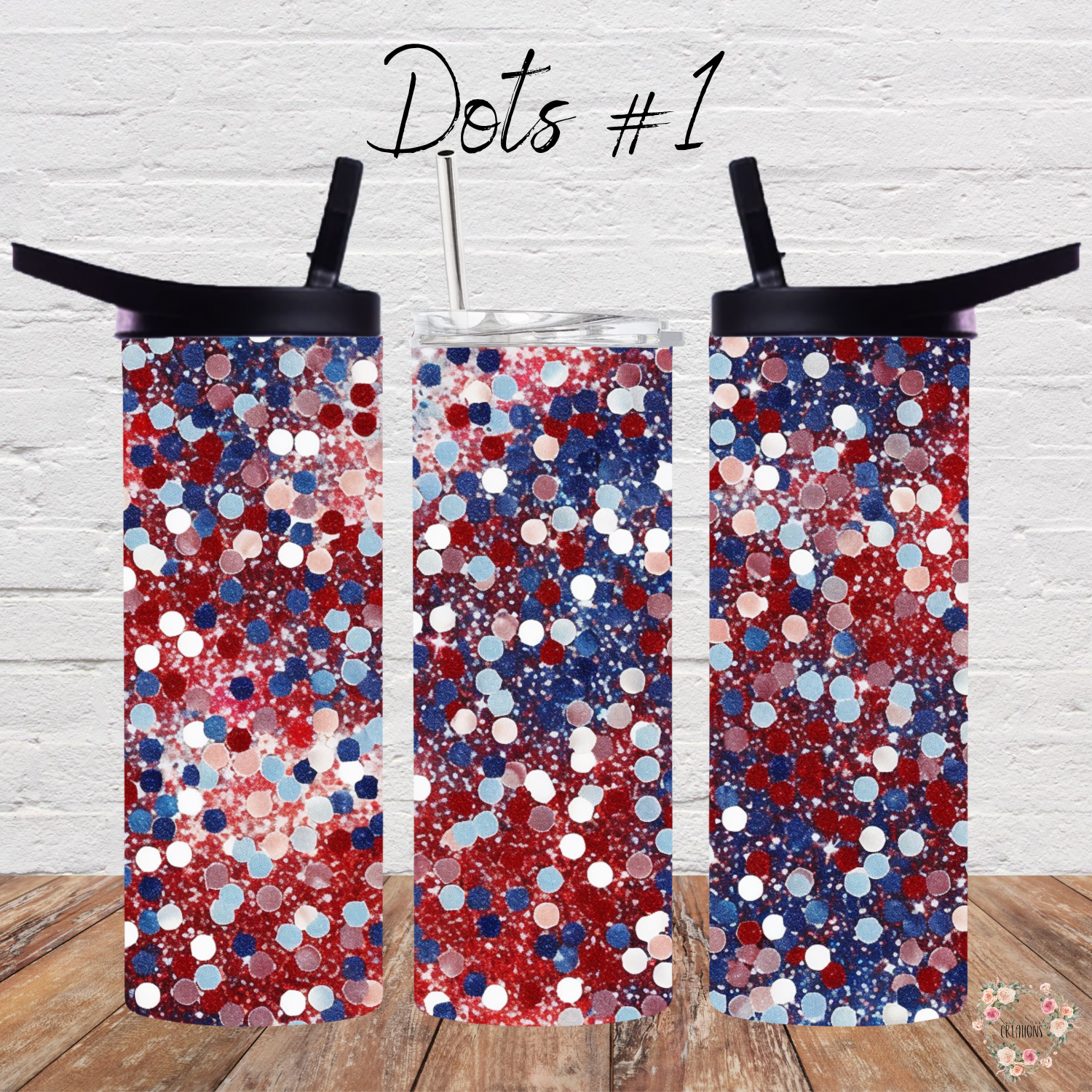 Patriotic Red White & Blue Tumbler – Dots Confetti Design (Independence Day Style #1)