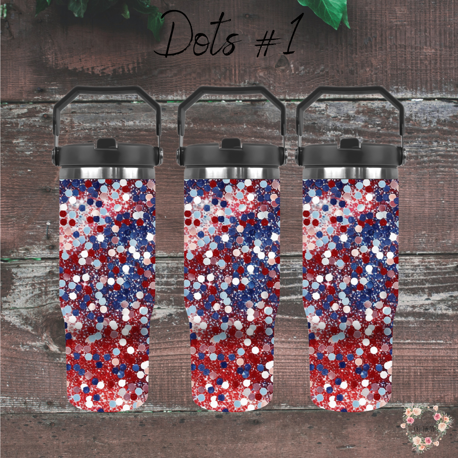 Patriotic Red White & Blue Tumbler – Dots Confetti Design (Independence Day Style #1)