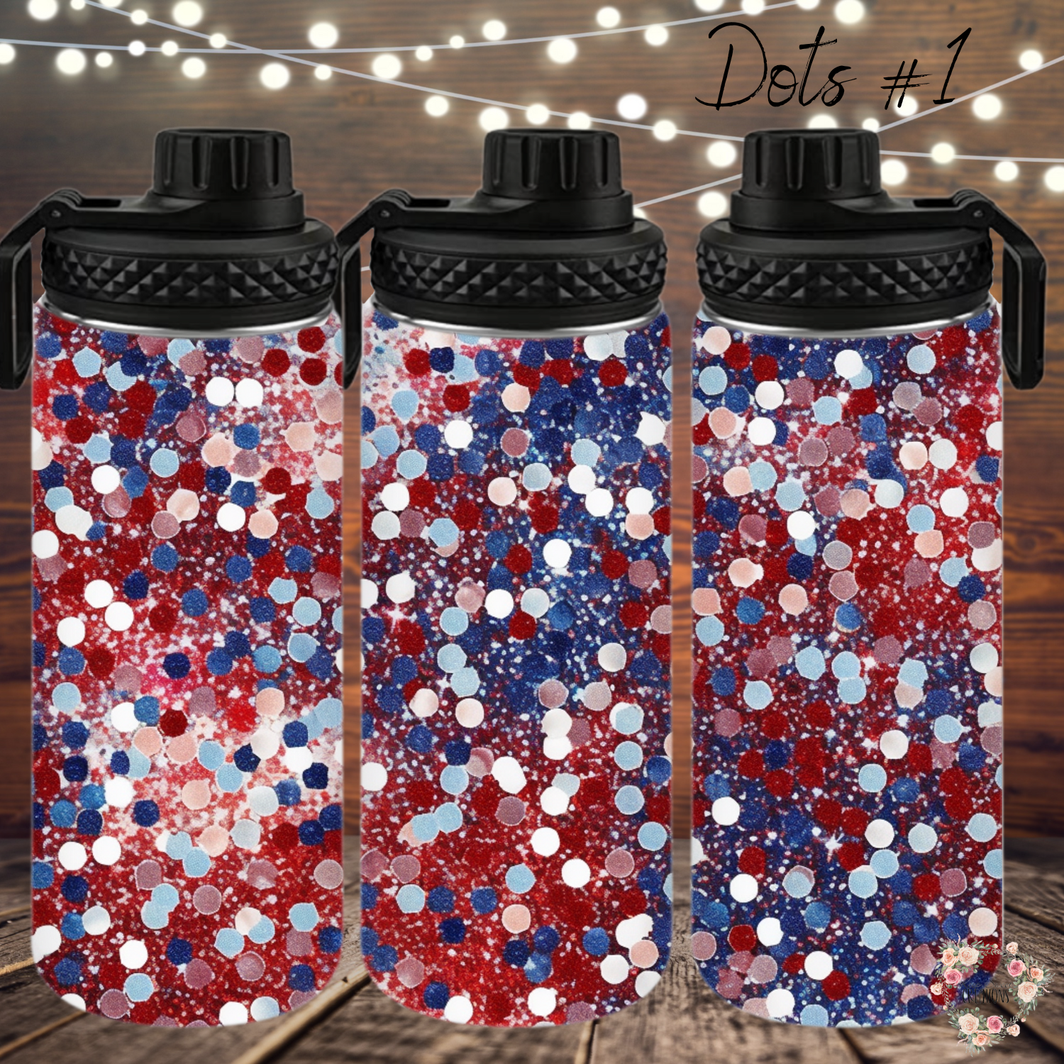 Patriotic Red White & Blue Tumbler – Dots Confetti Design (Independence Day Style #1)