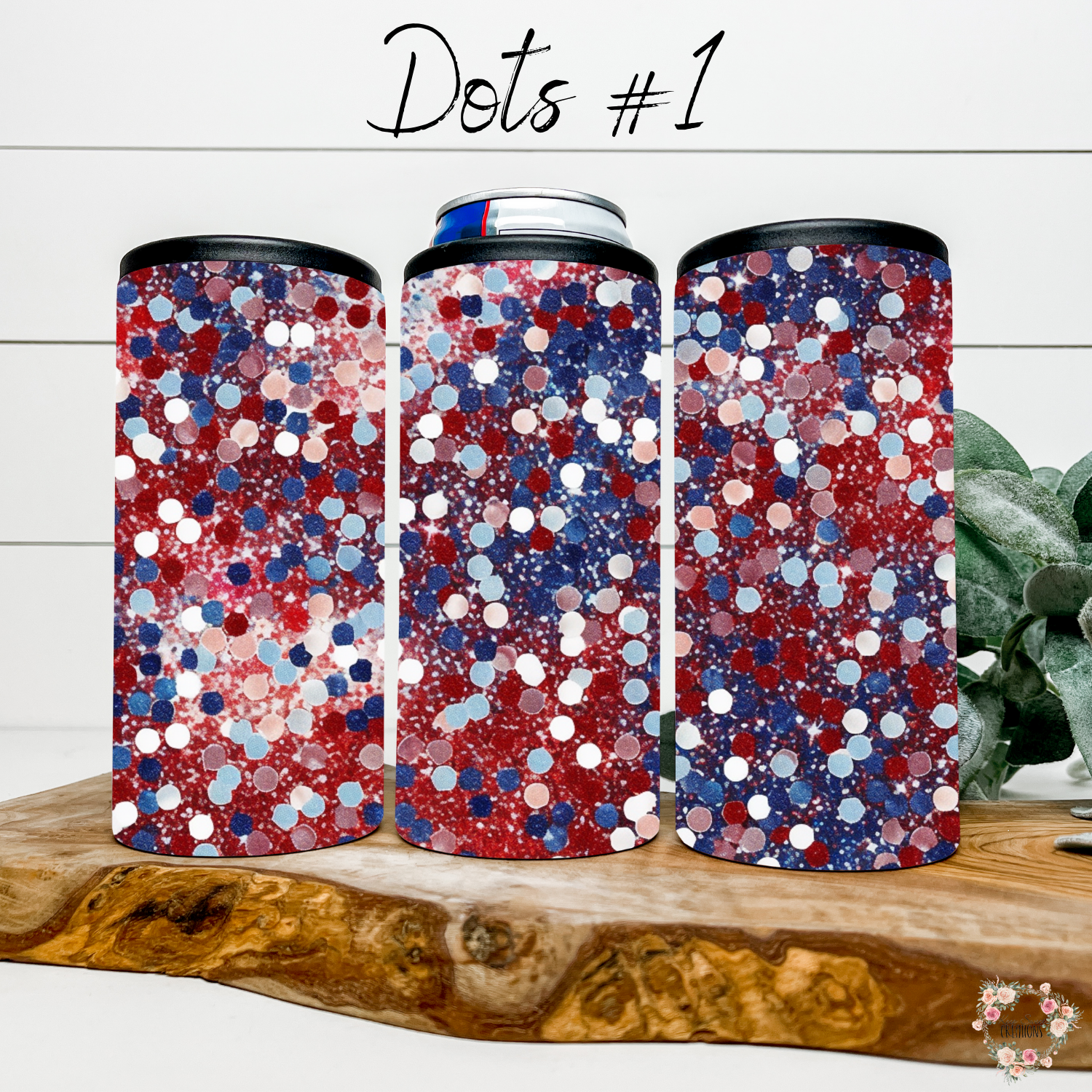 Patriotic Red White & Blue Tumbler – Dots Confetti Design (Independence Day Style #1)