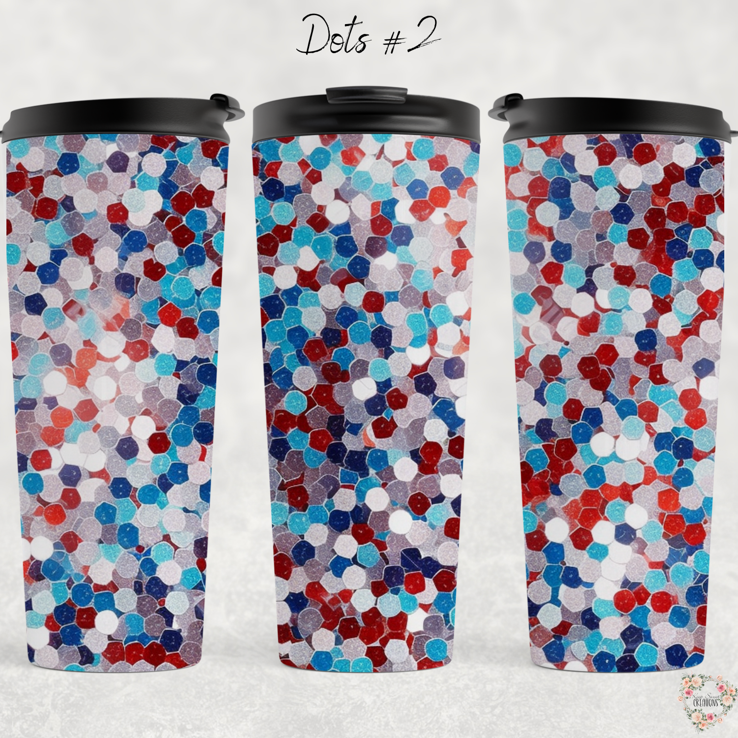 Red White & Blue Tumbler – Patriotic Confetti Design (Dots #2, USA Celebration Cup)