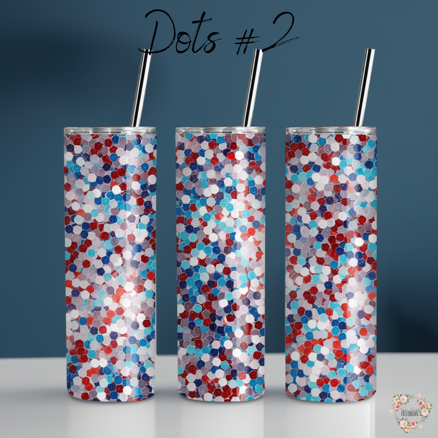 Red White & Blue Tumbler – Patriotic Confetti Design (Dots #2, USA Celebration Cup)